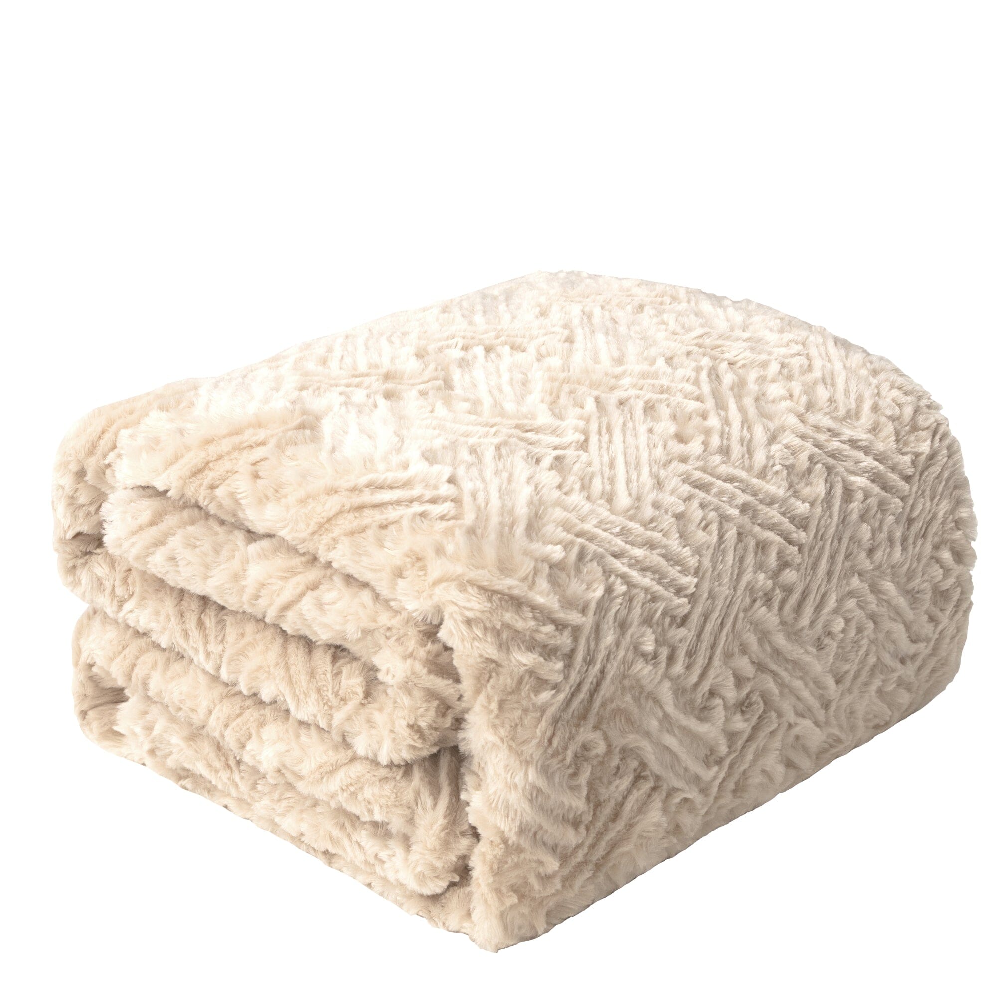 DaDalogy Bedding Champagne Ivory Faux Fur Throw Blanket - Dreamy Gold