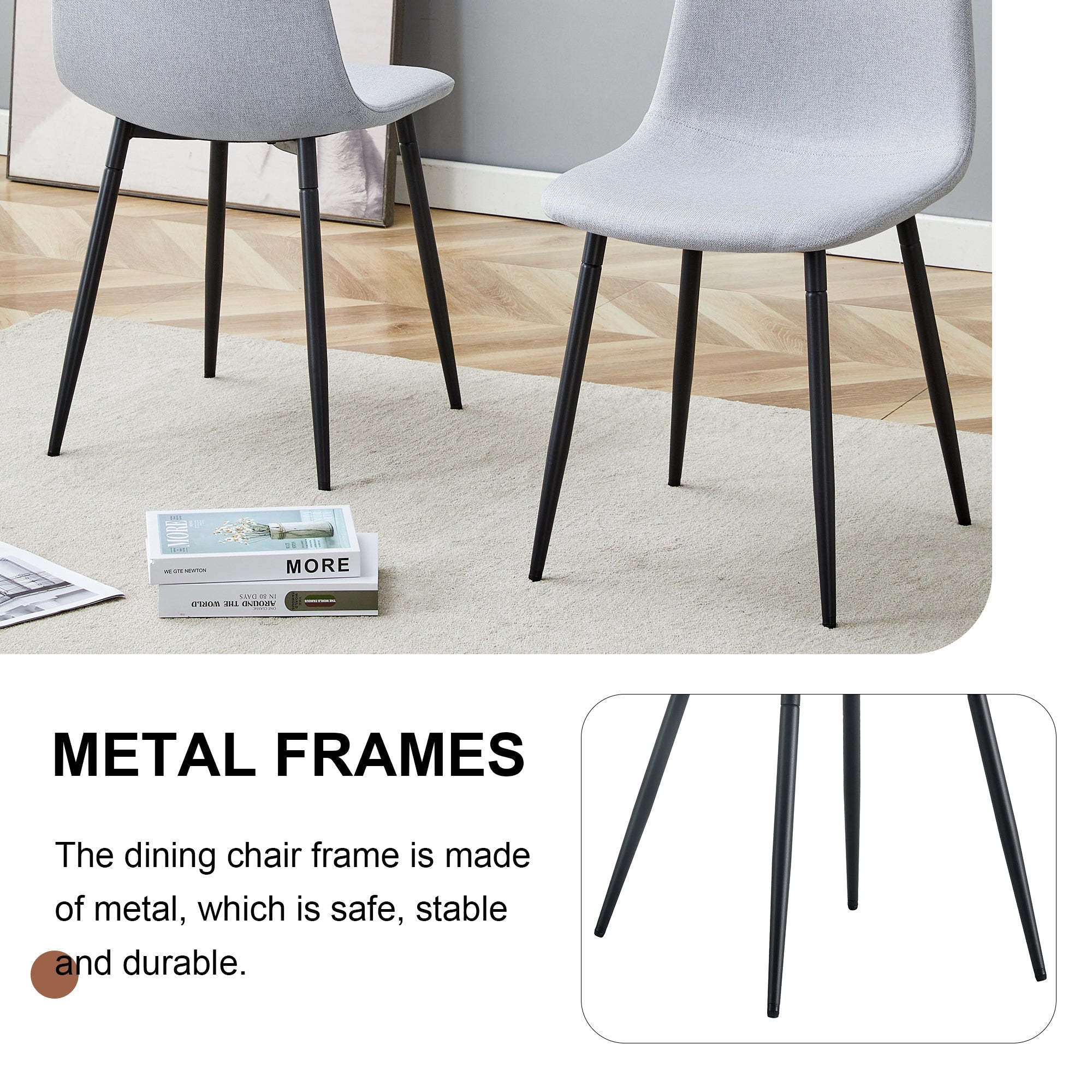 Comfortable Linen-Cotton Dining Chair Set - Four Pieces in Light