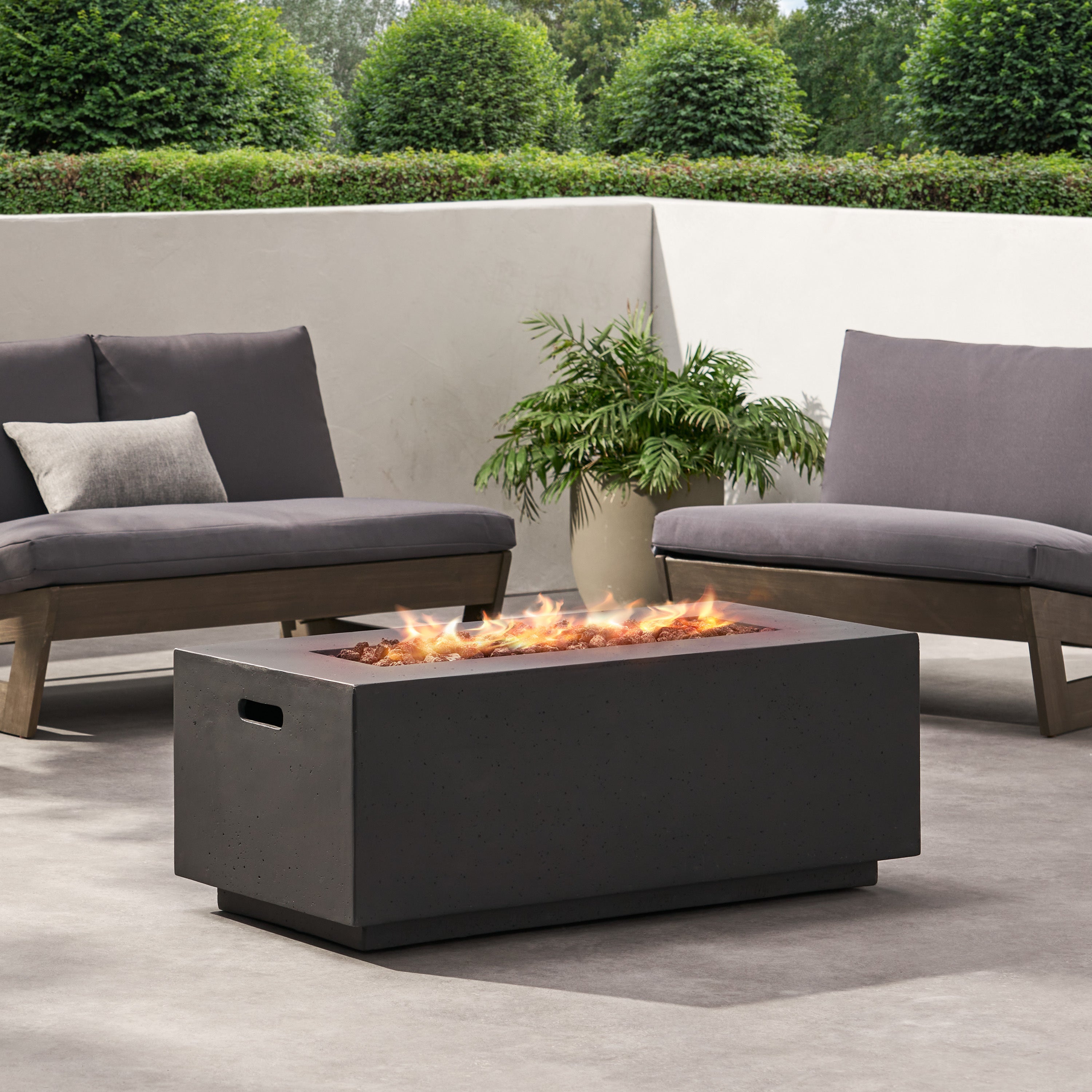 Contemporary Outdoor 40,000 BTU Propane Fire Pit Light Grey MgO