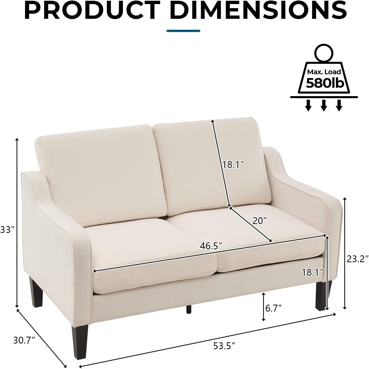 Beige Mid-Century Modern Loveseat (53") rana