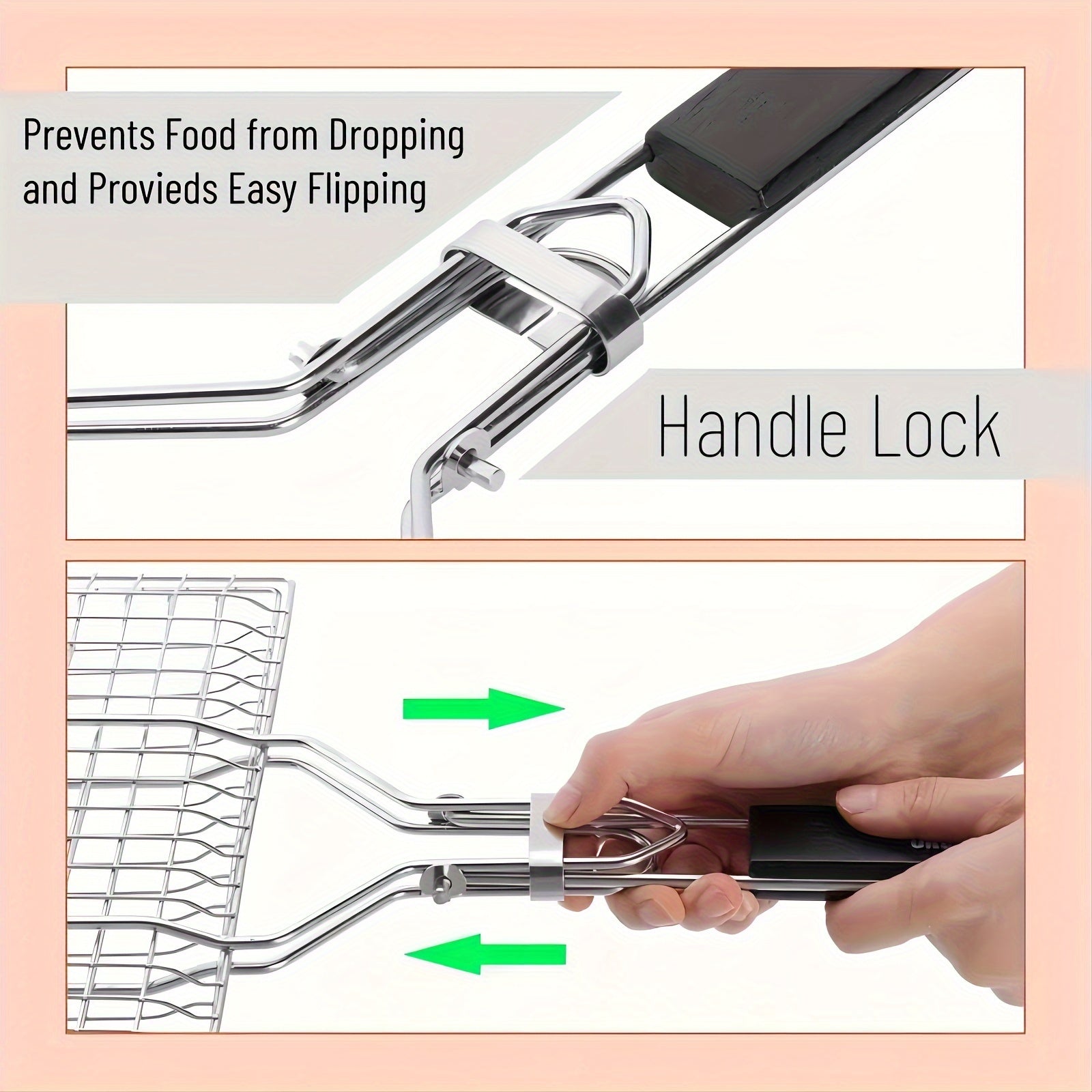 Large Capacity Stainless Steel Rustproof Nonstick BBQ Grilling Basket With Handle