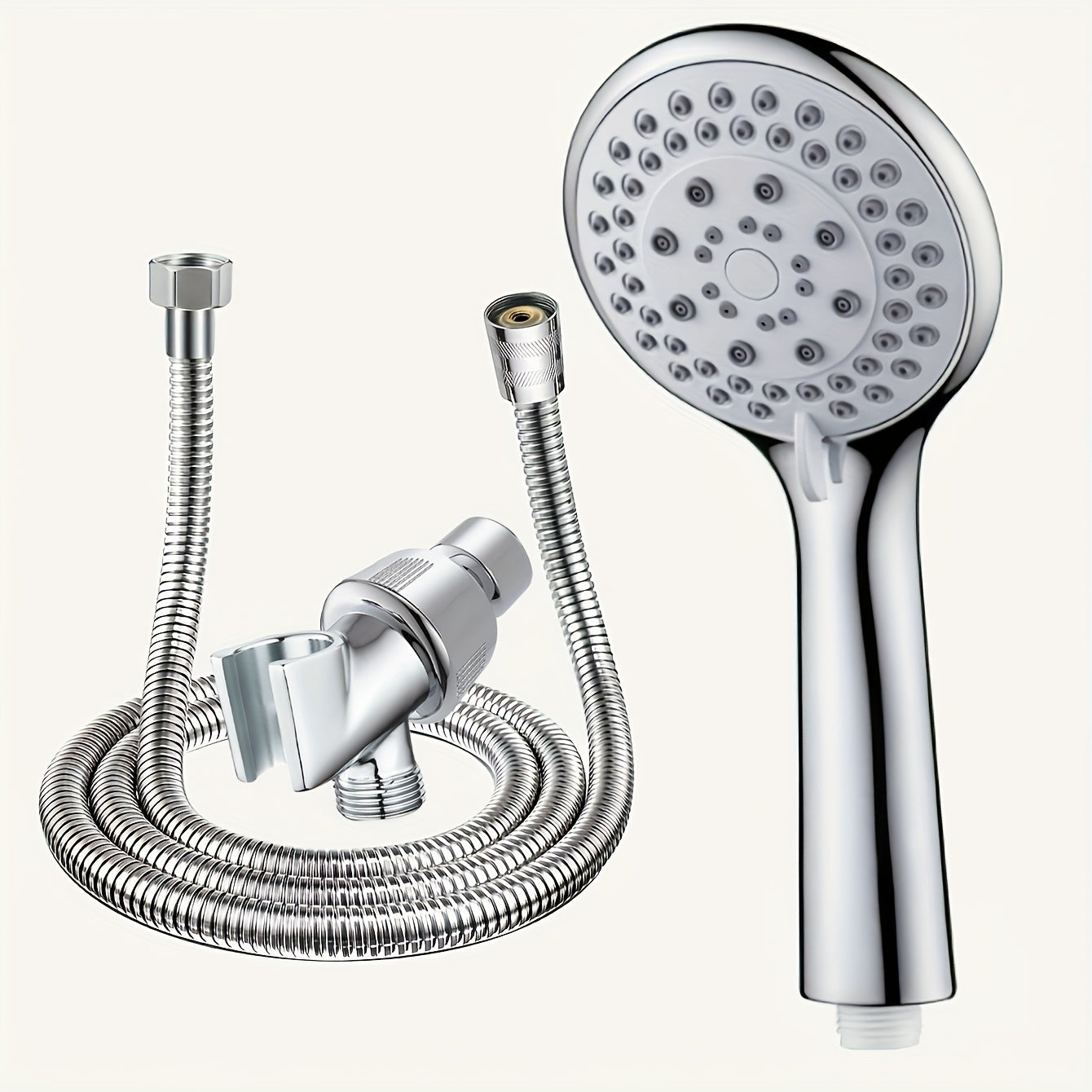 1pc Large Water Outlet Hole Handheld Shower Head Plus - 5 Modes Adjustable Water Output, Shower Bracket and Hose Included, Bathroom Shower Nozzle with Powerful Spray, Water-Saving Design, Easy Installation, Bathroom Hardware