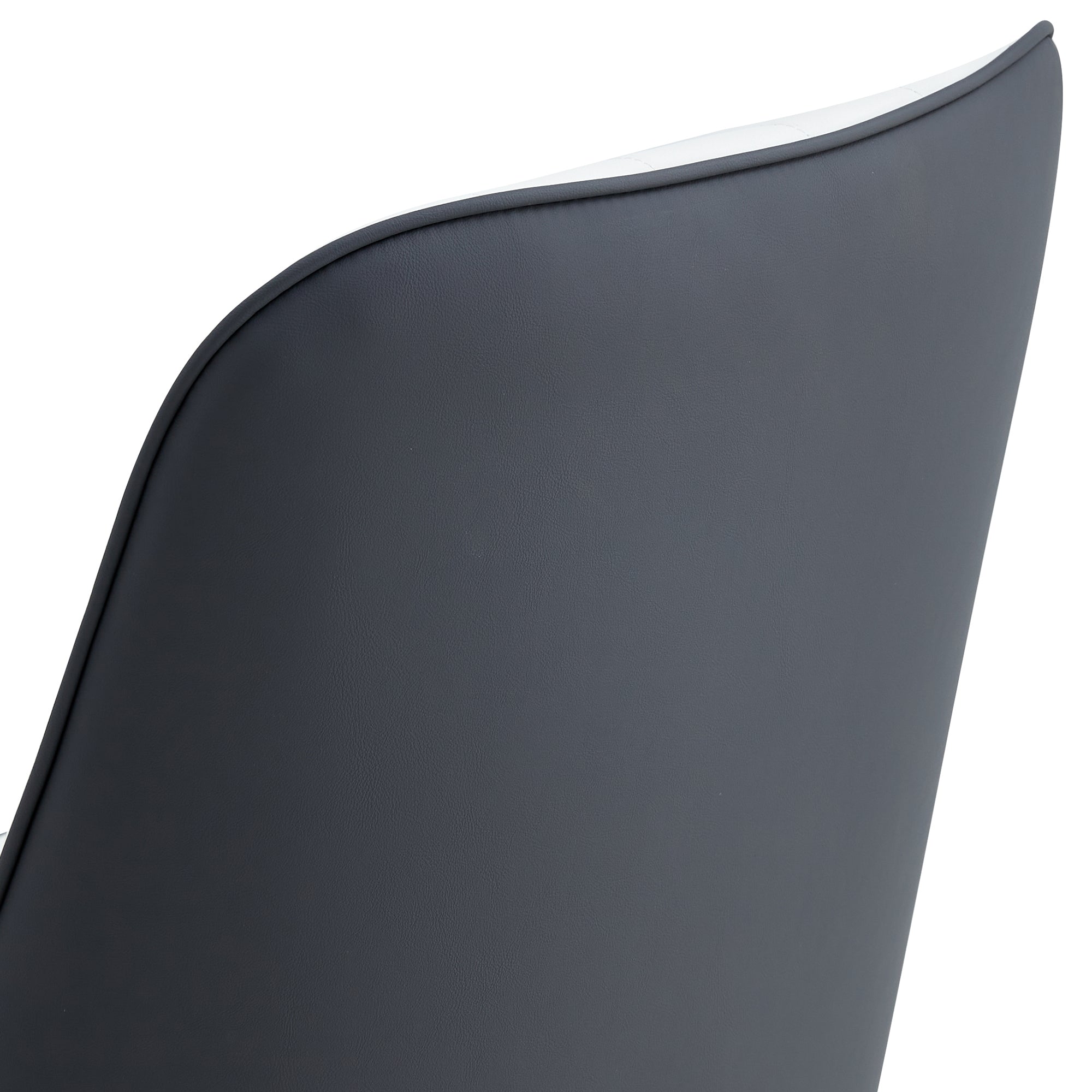 A modern dining chair with a white dark gray dual tone PU leather