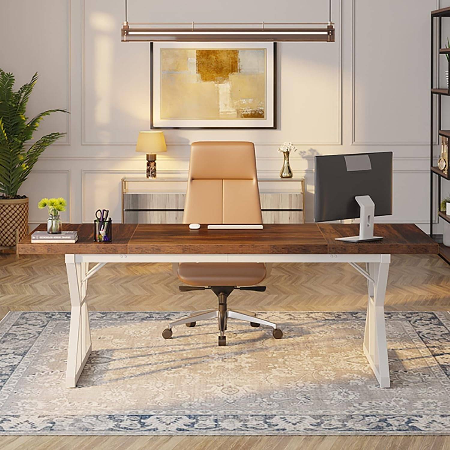 70.8-Inch Executive Desk, Large Computer Office Desk Workstation,