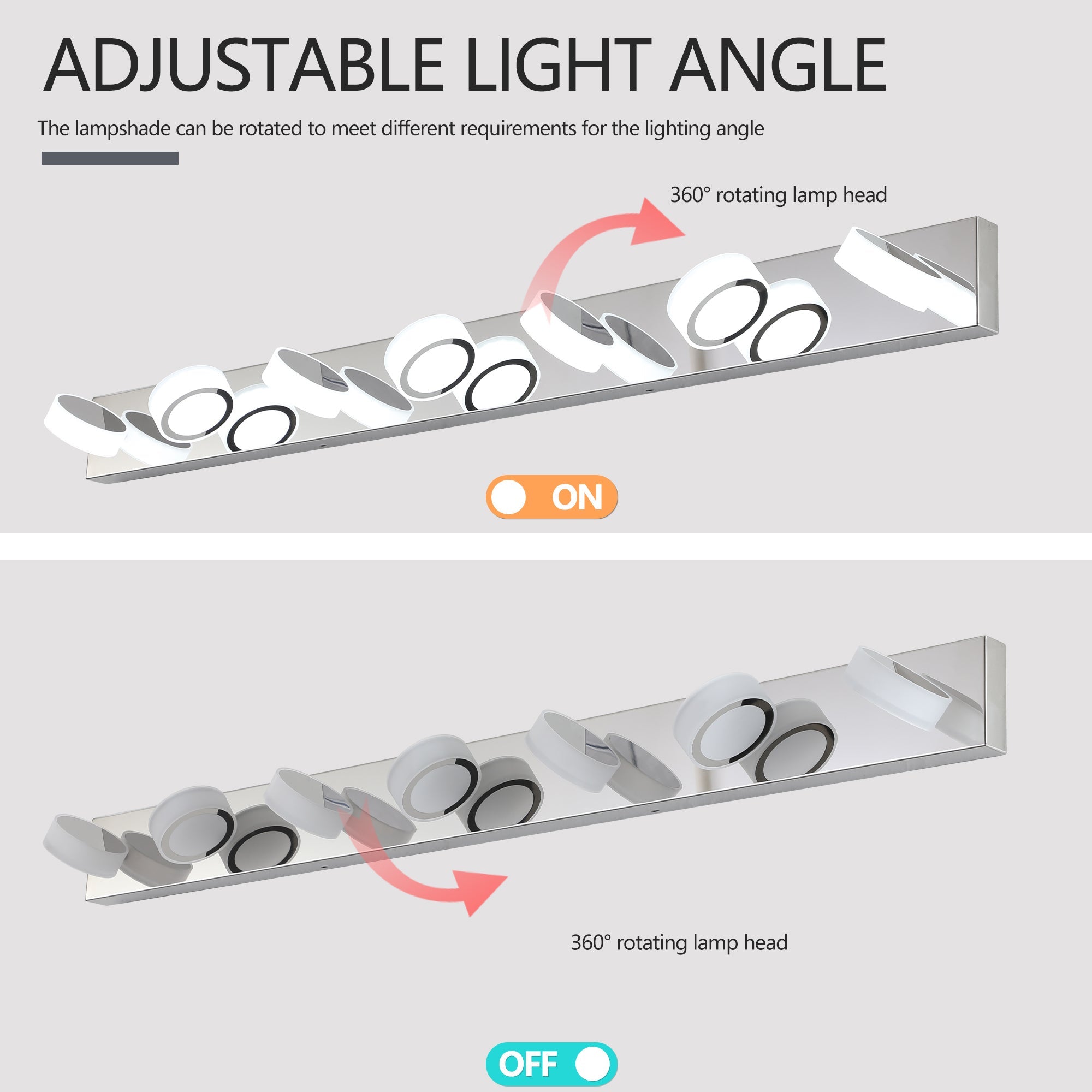 Modern 7-Light LED Vanity Light Fixture - Chrome Finish with Acrylic