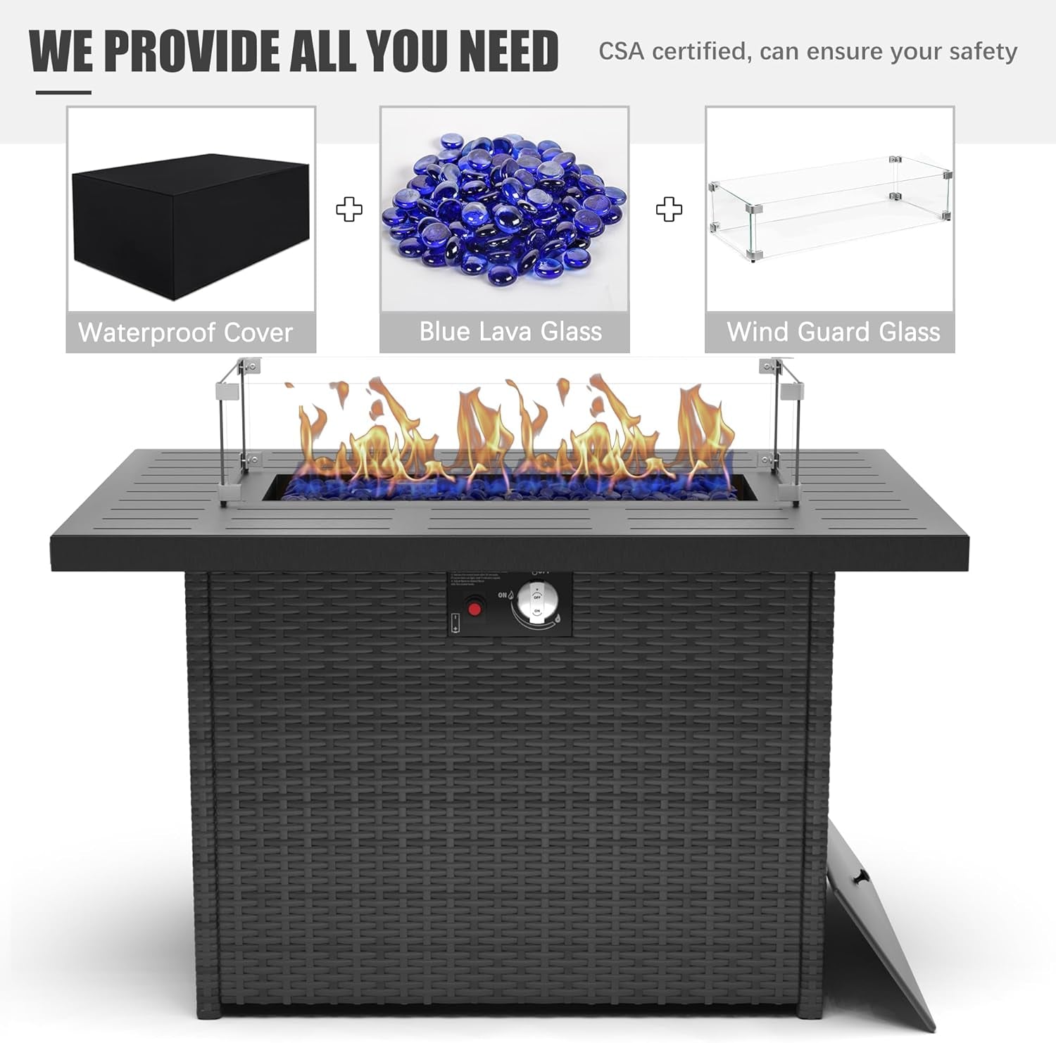 Aluminum Furniture Set with Fire Pit Table, 5 Pieces Patio Sectional