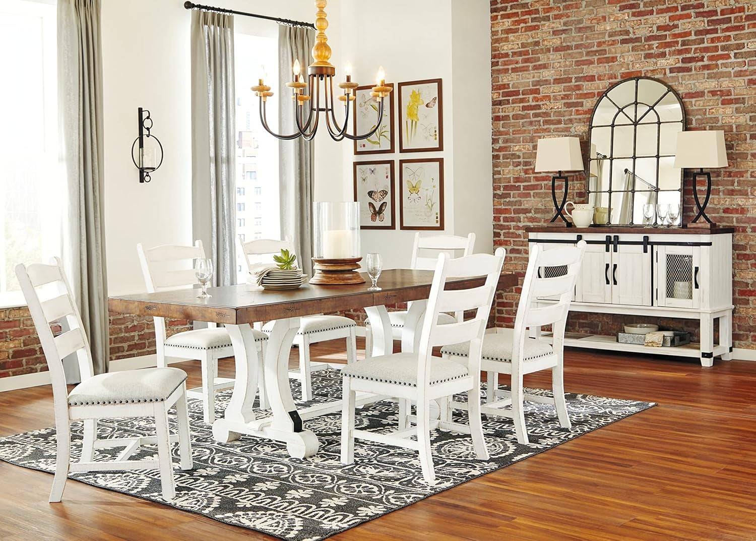 Valebeck Farmhouse Rectangular Extension Dining Table, Fits up to 8,