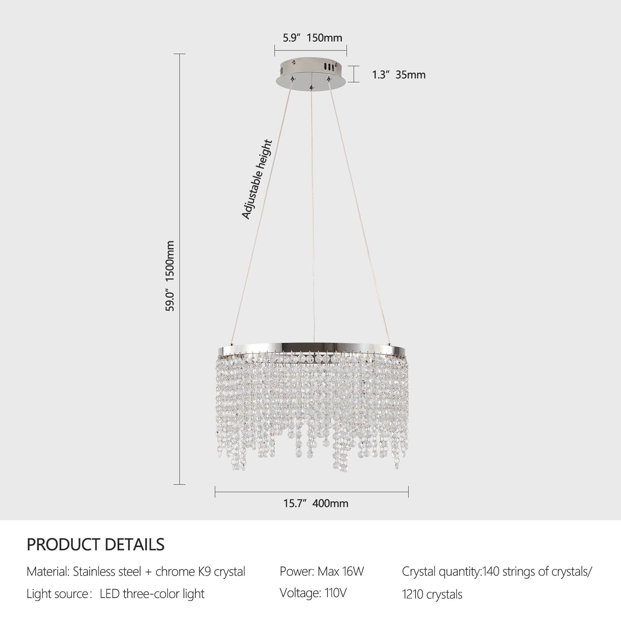 15.7-inch Fancy hanging ceiling lamps luxury modern pendant light