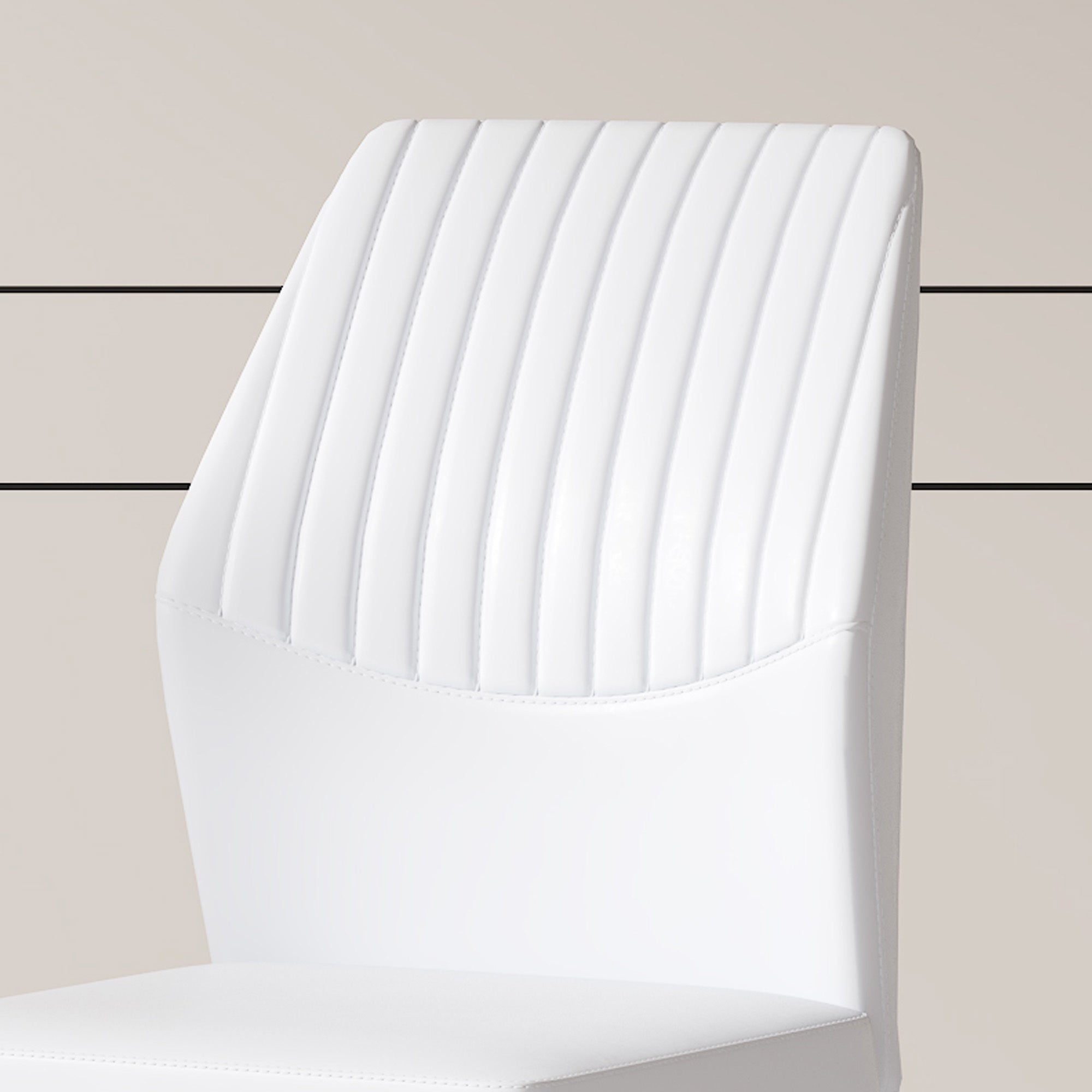 Luxury Simple Chair - Set of 4 White PU Material High Resilience