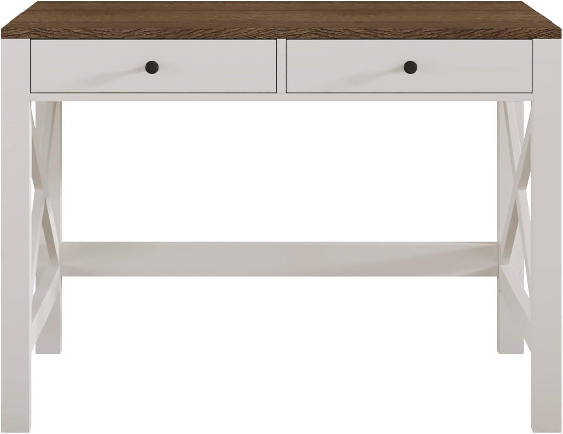 Farmhouse Desk 39" Computer Desk with Drawers, Small Study Writing