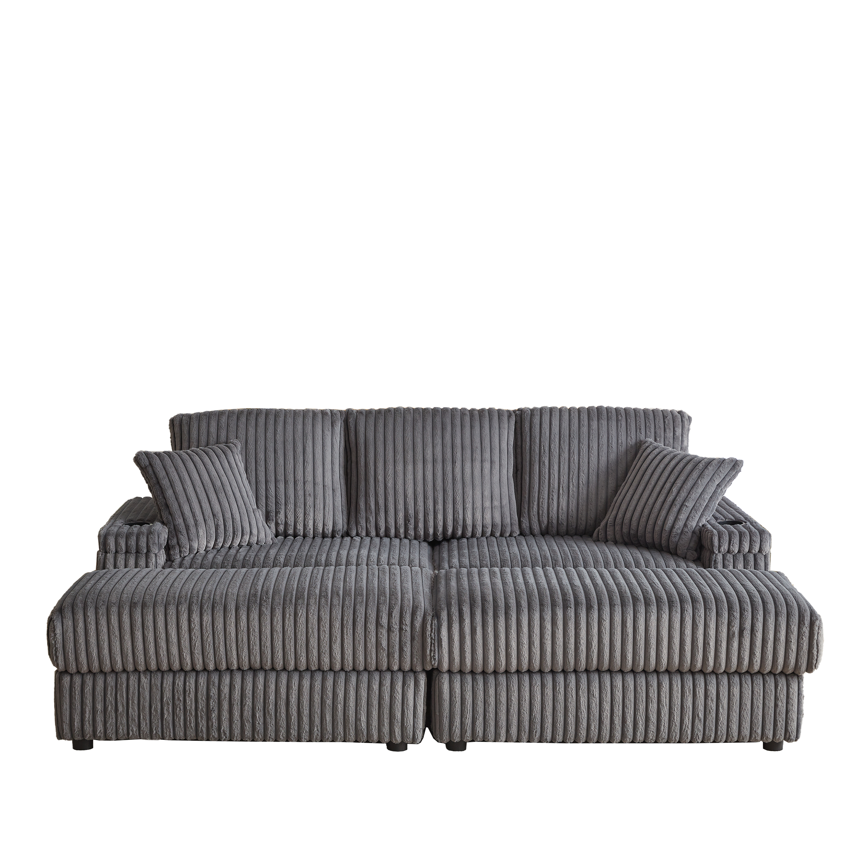 84Inch Corduroy 3-seater sofa With 3 back pillows ,2 toss pillows , a