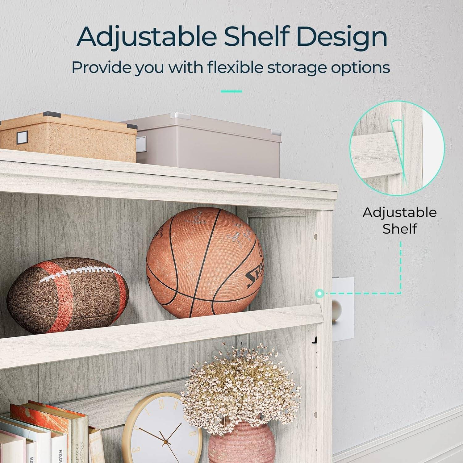 5-Shelf Bookcase, Bookshelves Floor Standing Display Storage Shelves