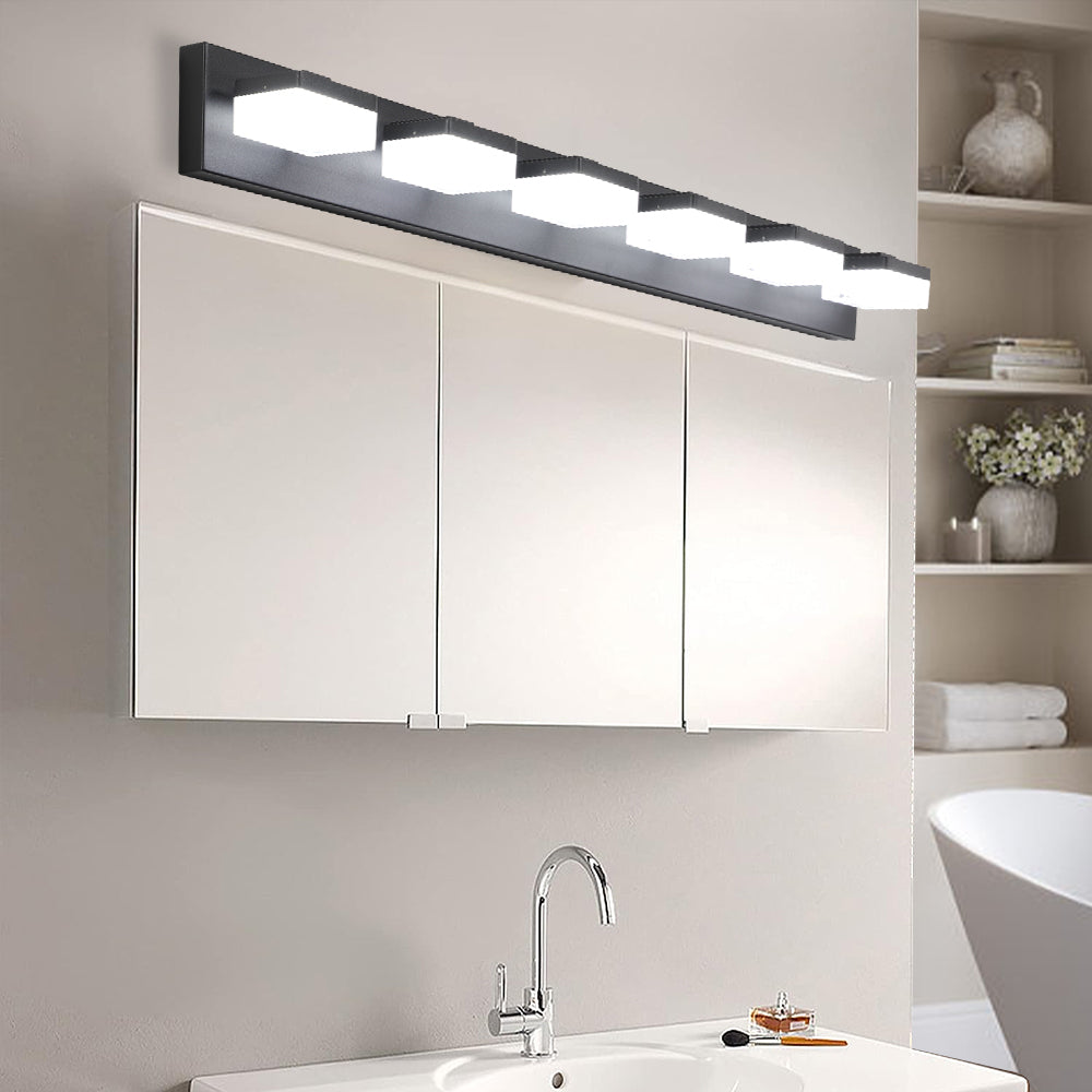 Modern 6-Light Black LED Vanity Mirror Light Fixture For Bathrooms And