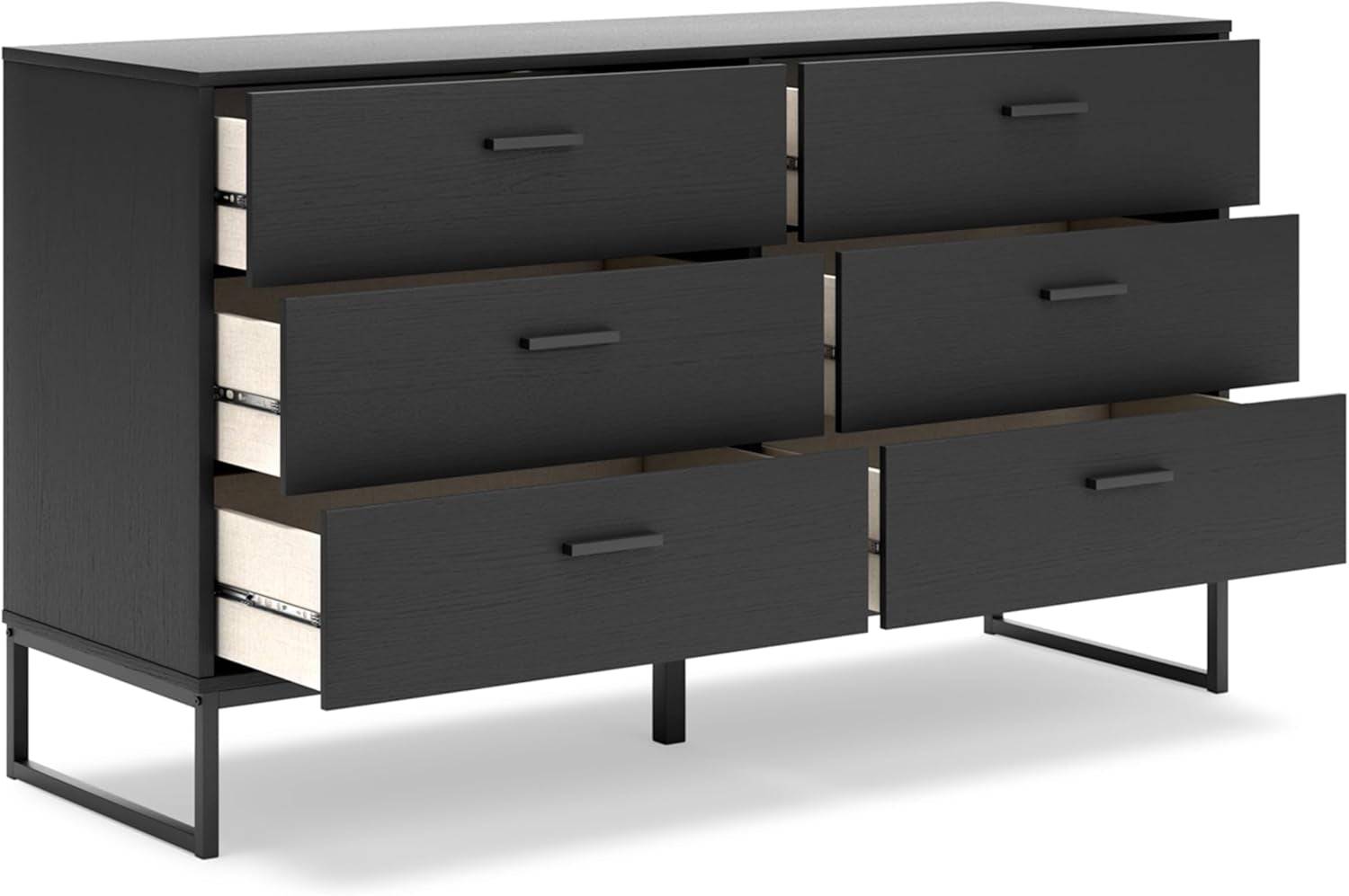 Socalle Modern 6-Drawer Dresser with Safety Stop, Black