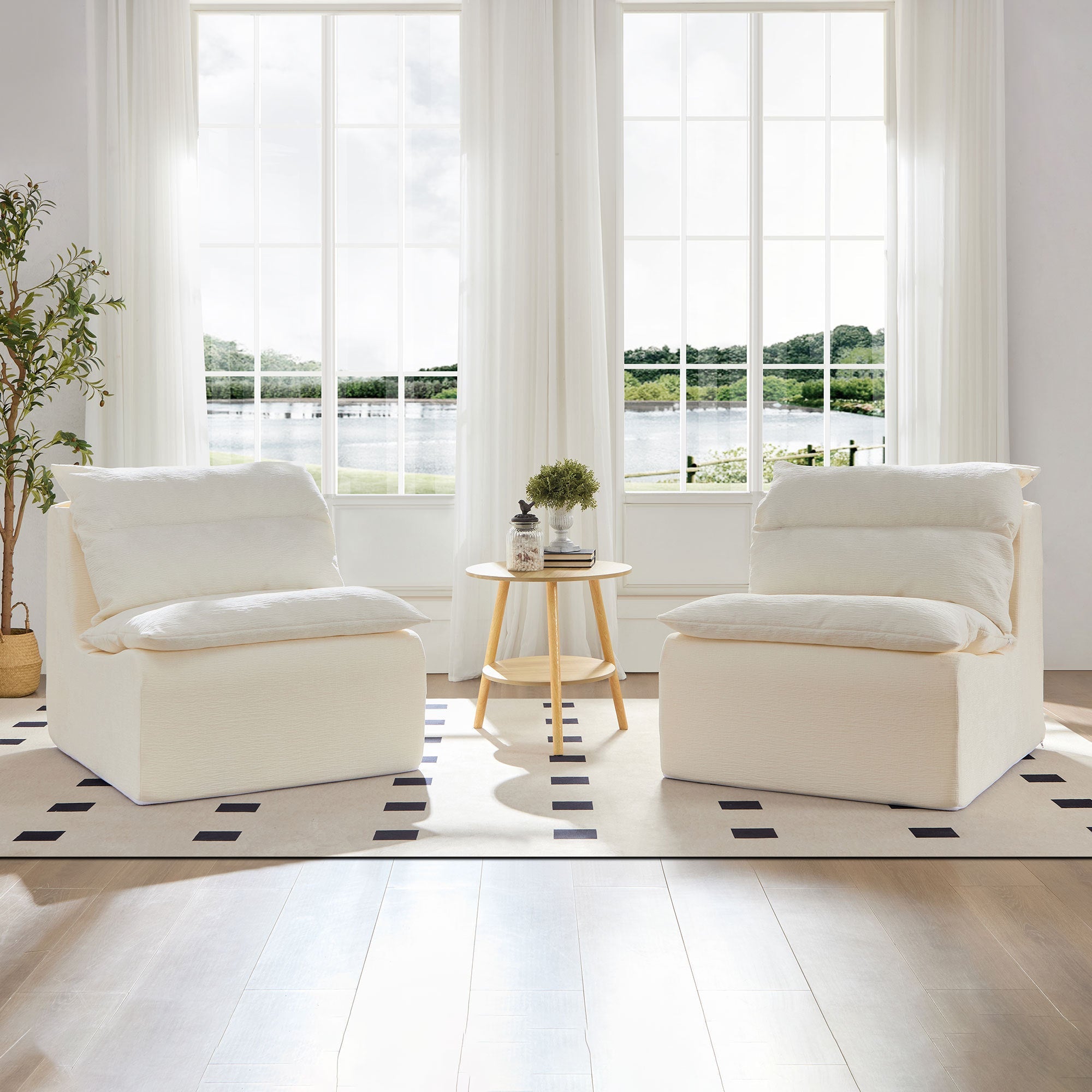 Accent Armless Chair Lazy Floor Seating, Leisure Accent Single Couch