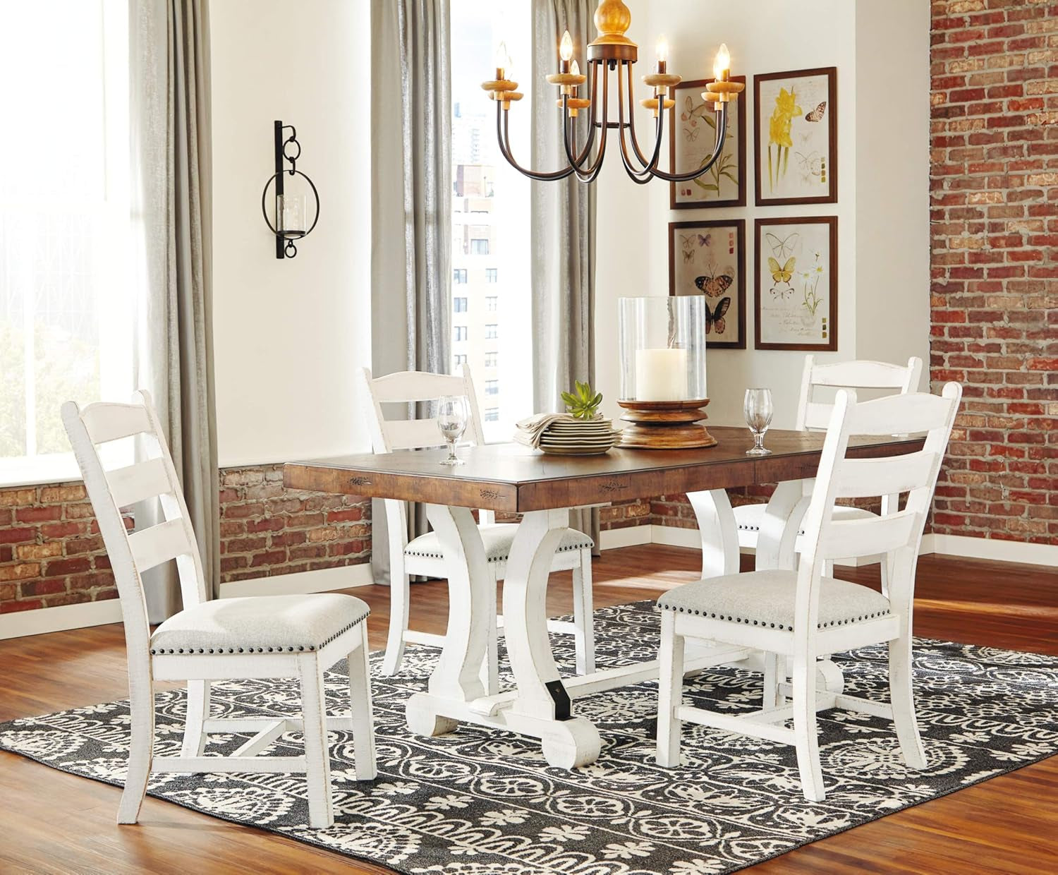 Valebeck Farmhouse Rectangular Extension Dining Table, Fits up to 8,