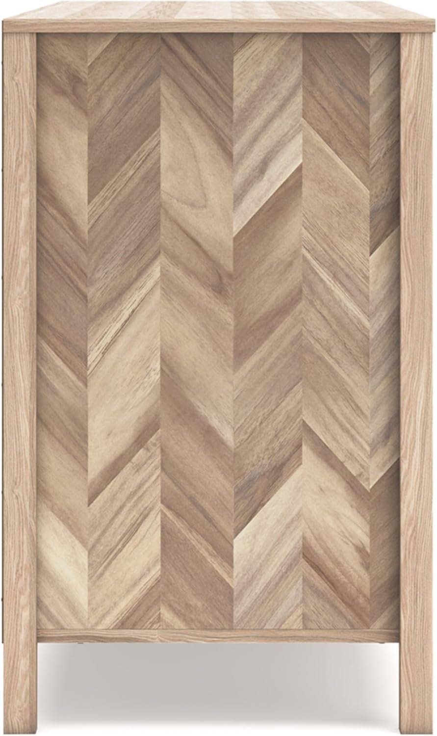 Battelle Mid-Century Modern 6 Drawer Dresser with Chevron Pattern and