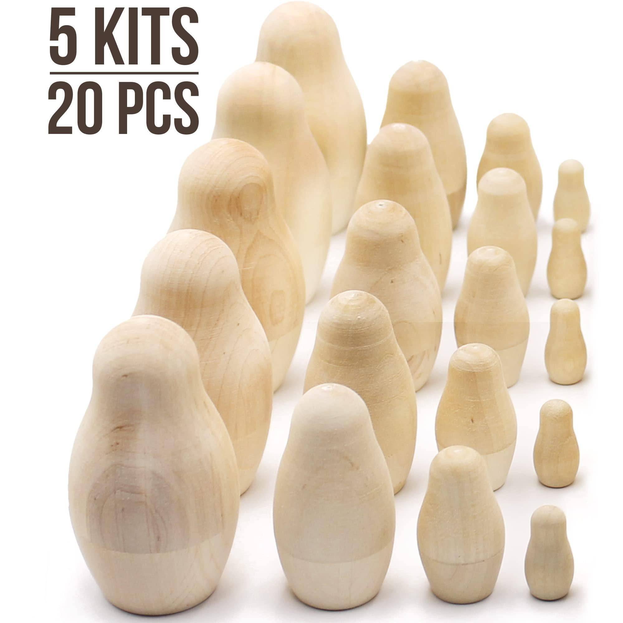 AEVVV Blank Nesting Dolls Lot of 5 Sets by 4 pcs   Blank Russian