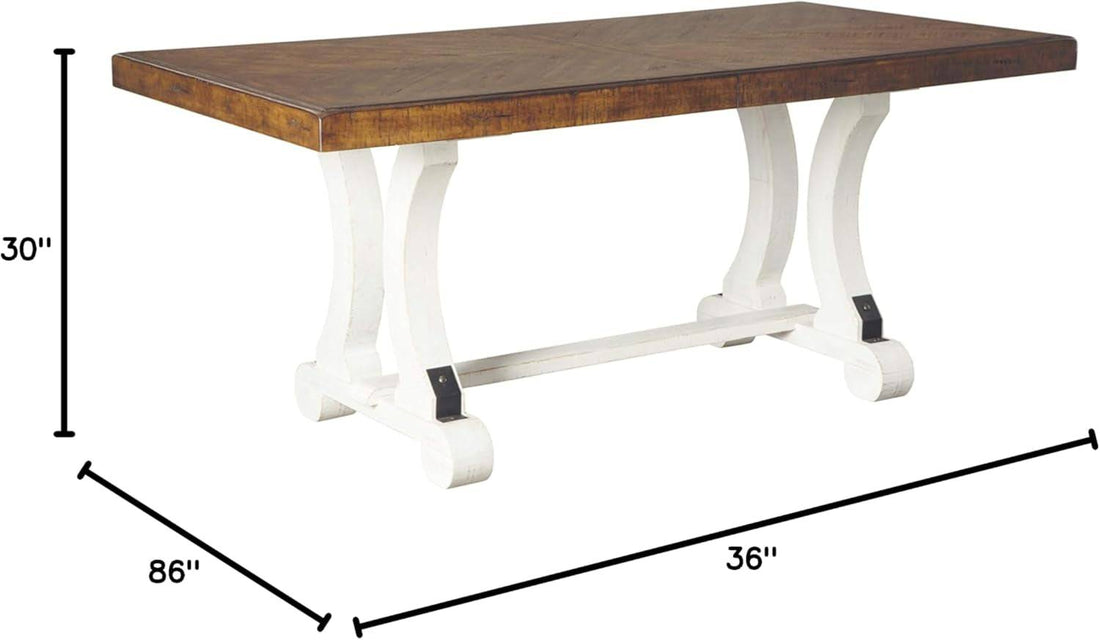 Valebeck Farmhouse Rectangular Extension Dining Table, Fits up to 8,