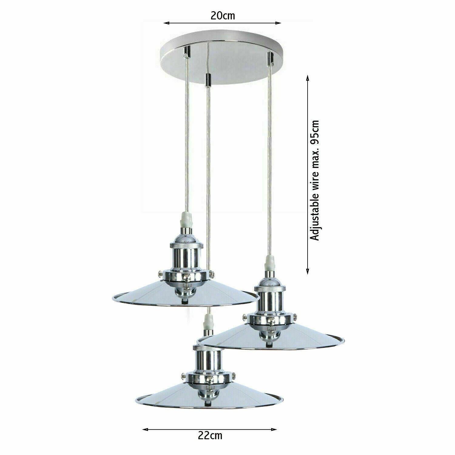 Modern 3-Light Pendant Ceiling Fixture Lighting | Chrome Finish Home