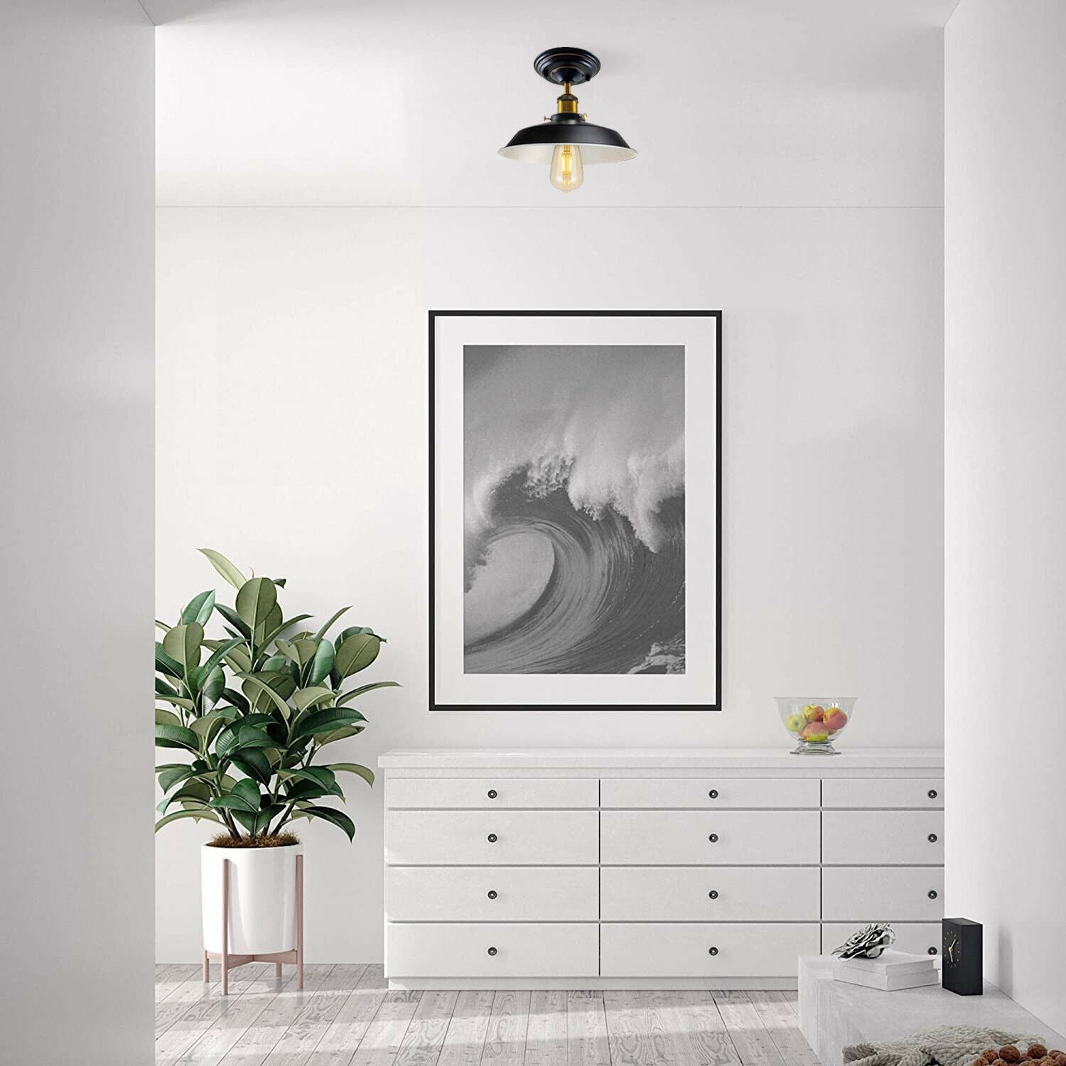 Metal Bowl Lampshade Flush Mount Ceiling Light Fixture ~1209