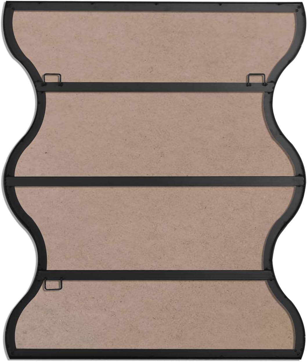 30X35 Inch Irregular Black Metal Framed Bathroom Mirror with Wavy