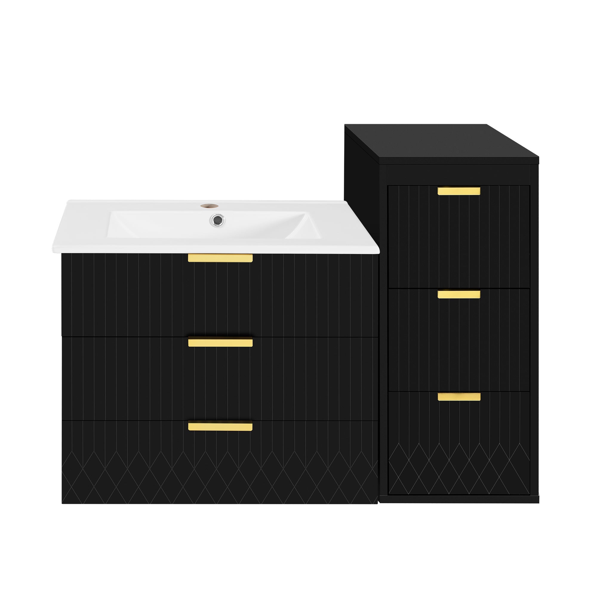 24inch Wall Mounted Floating Cabinet w/Double Drawer, Floating