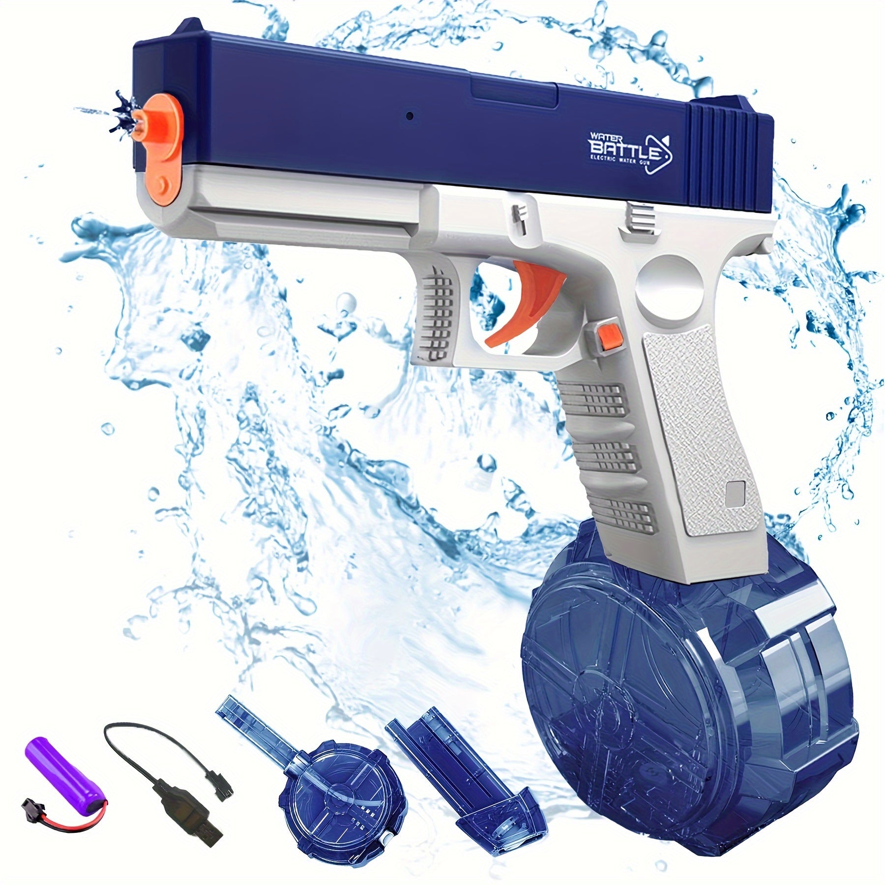 M1911 Glock Electric Water Gun - High-Quality Rechargeable Kids Toy with Large Water Capacity for Summer Games and Fun