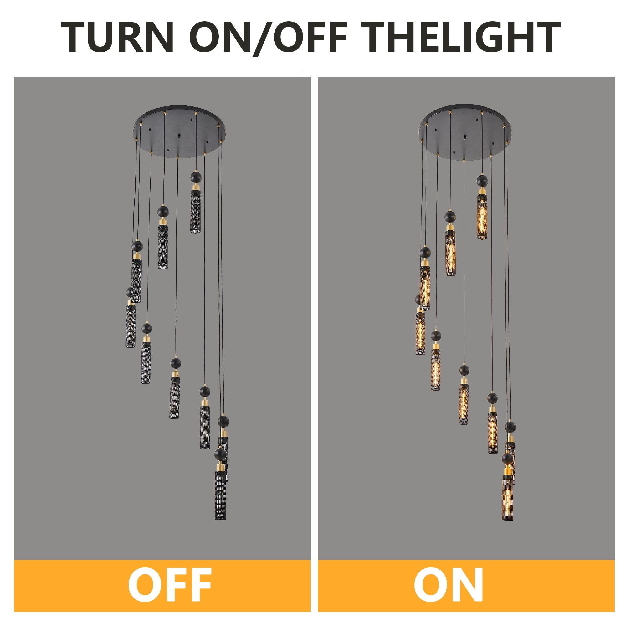 Modern Industrial Multi-Light Pendant Chandelier - 9-Light Black and