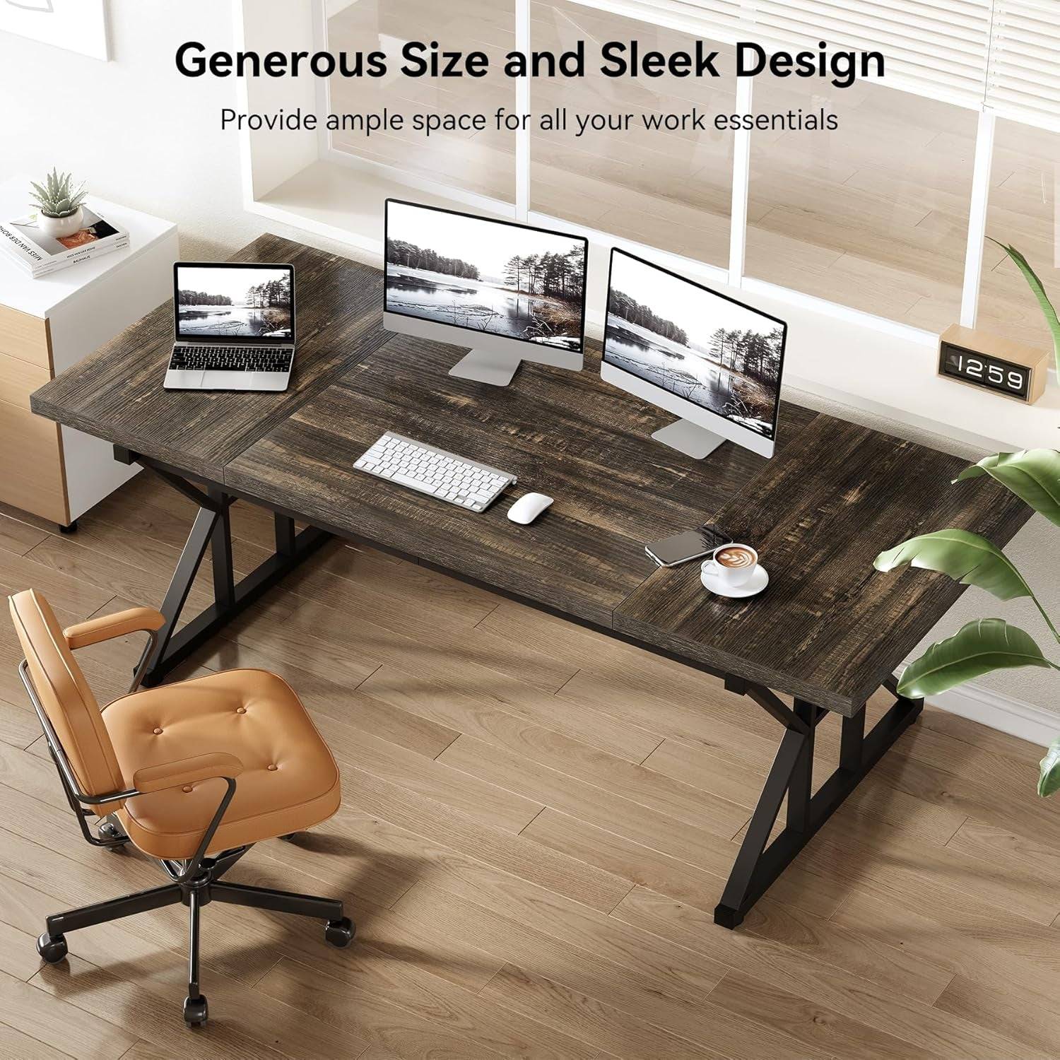 70.8-Inch Large Executive Desk, Extra Long Computer Office Desk