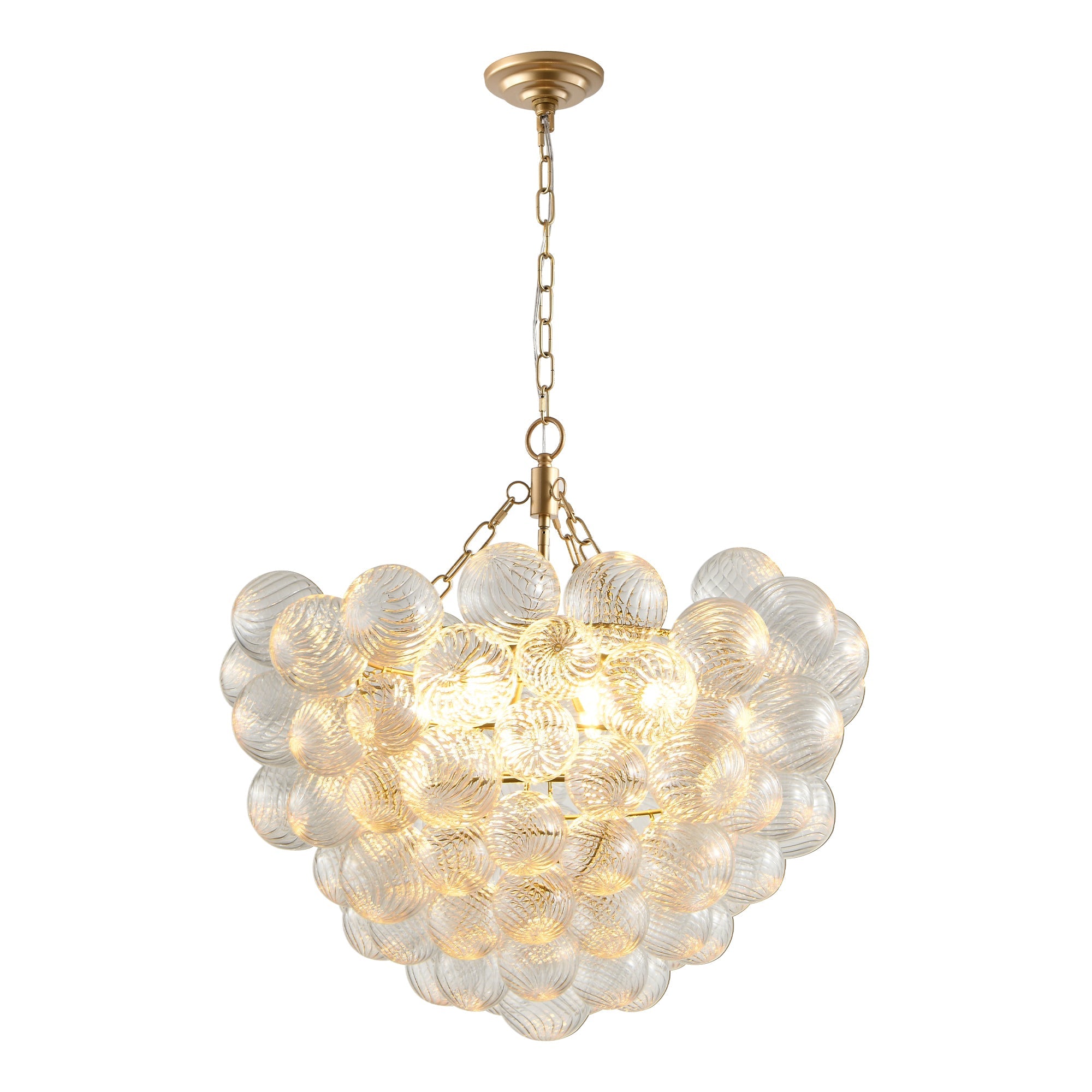 23.6-Inch Gold Pendant Light Chandelier with Threaded Clear Glass