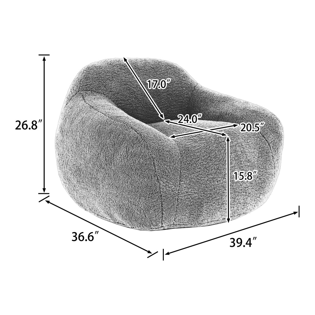 Giant Bean Bag Chair for Adults, Spacious Memory Foam Bean Bag Sofa