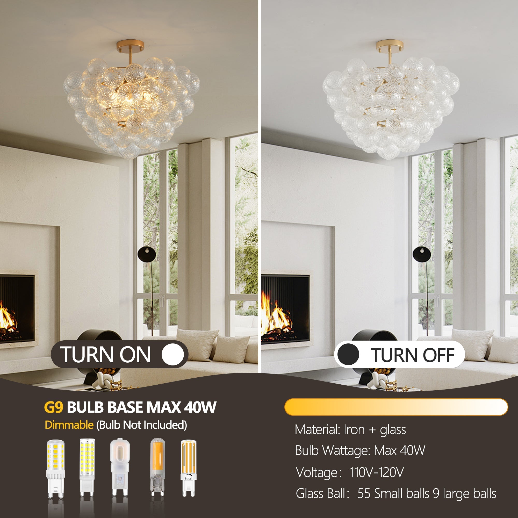 20-Inch Gold Ceiling Pendant Light with Threaded Clear Glass Globe