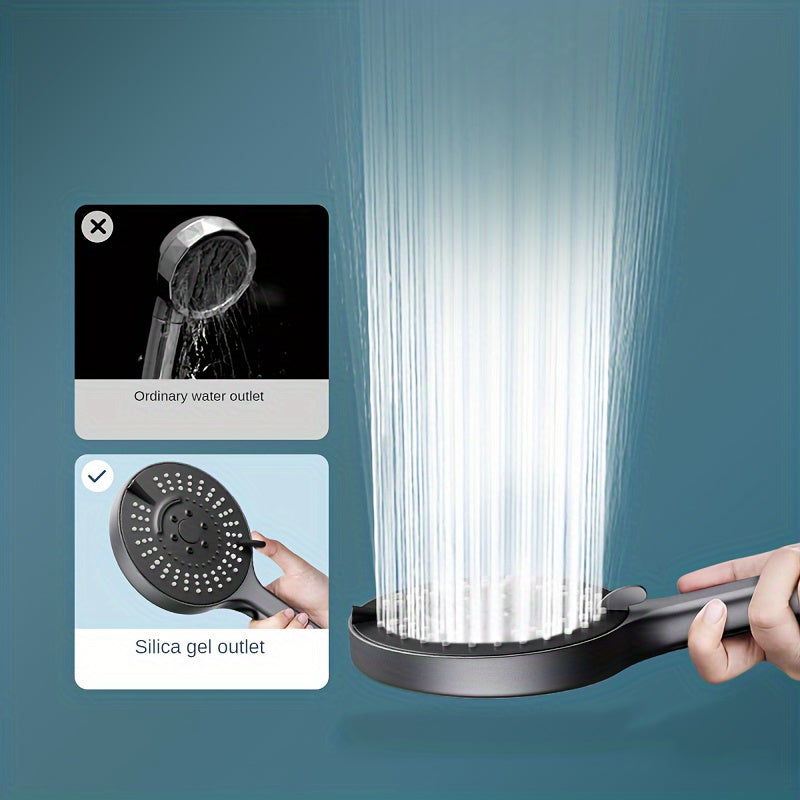 1pc Pressurized Handheld Shower Head, 7 Modes Adjustable Water Output Shower Head, Bathroom Shower Nozzle, Shower Sprinkler, Bathroom Hardware, Bathroom Accessories, Enjoy A Luxurious Bathing Experience