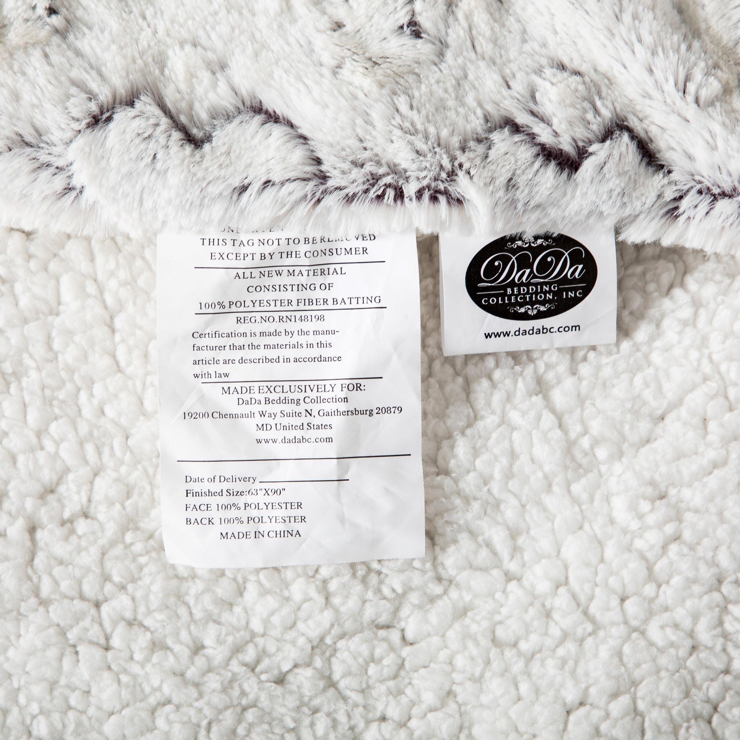 DaDa Bedding Luxury Dreamy Milky White & Purple Sherpa Backside Faux