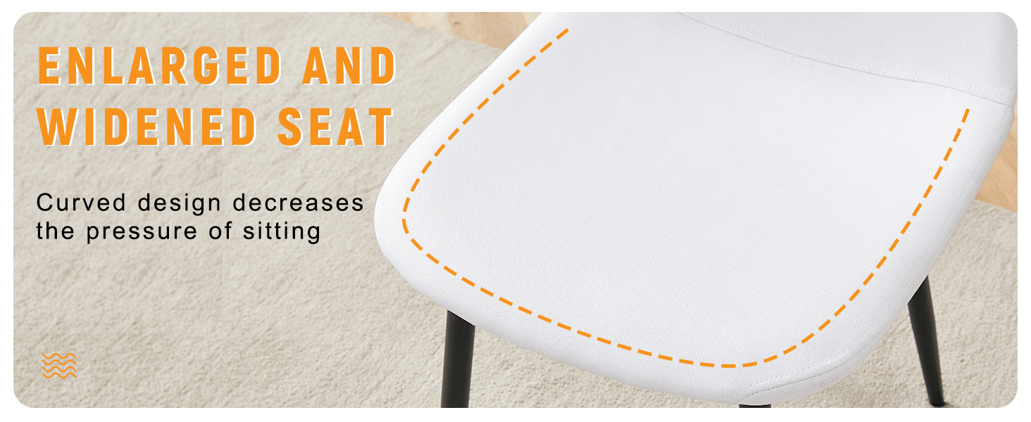 Luxury Simple Chair - Set of 4 WHITE Linen-Cotton Material High