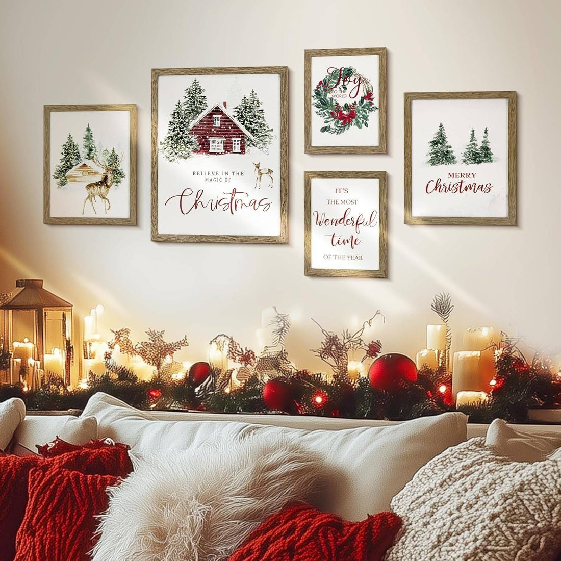 Christmas Forest Framed Art Winter Decor Wall Set