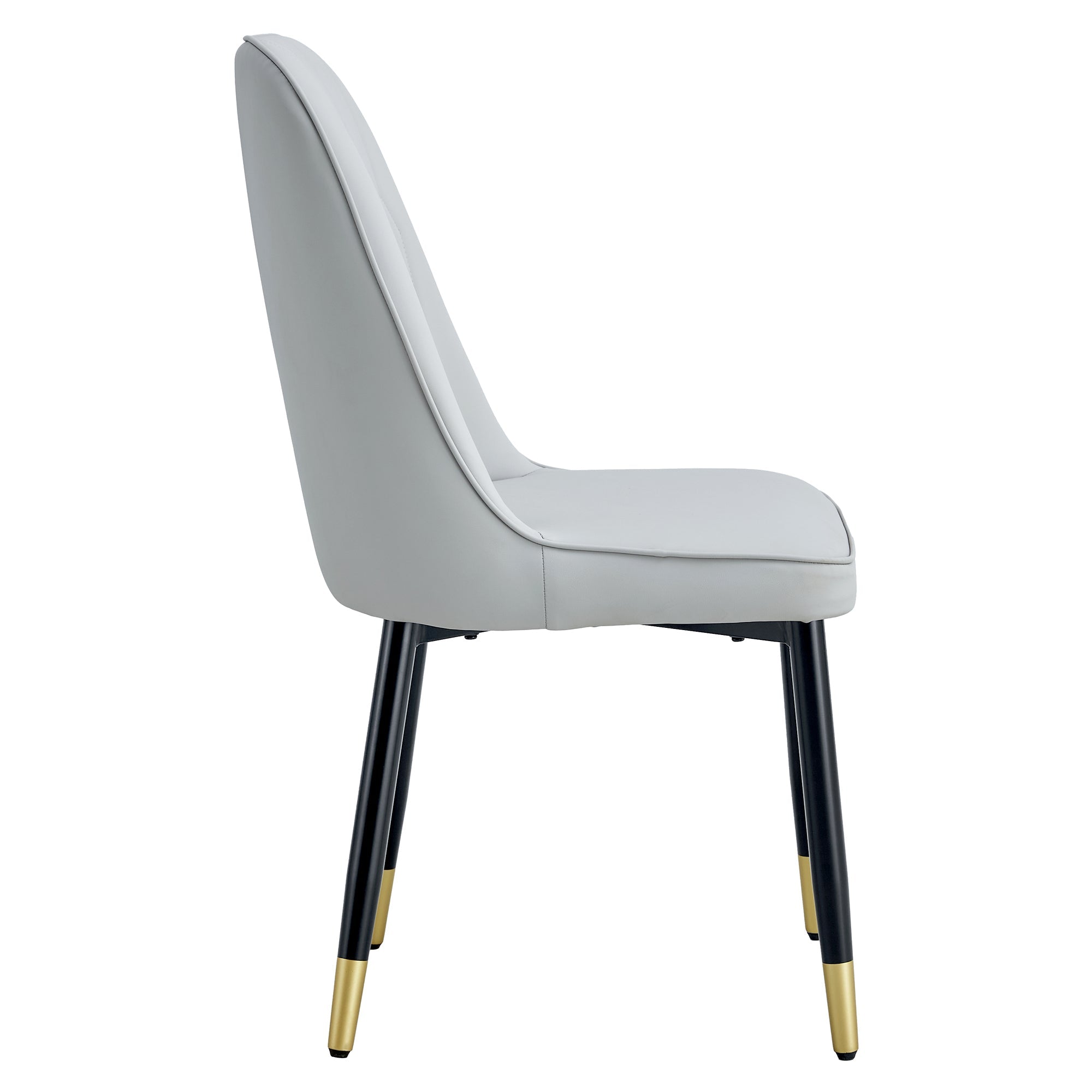 Light gray dining chairs and living room chairs. PU material and metal