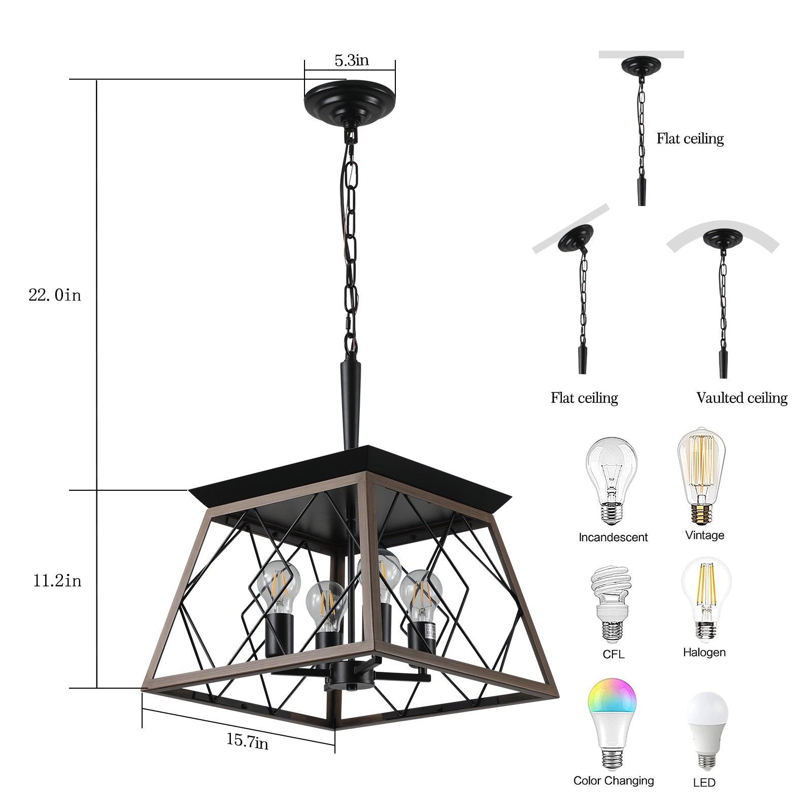 Farmhouse Chandelier 4-Light Vintage Antique Chandeliers Light Fixture