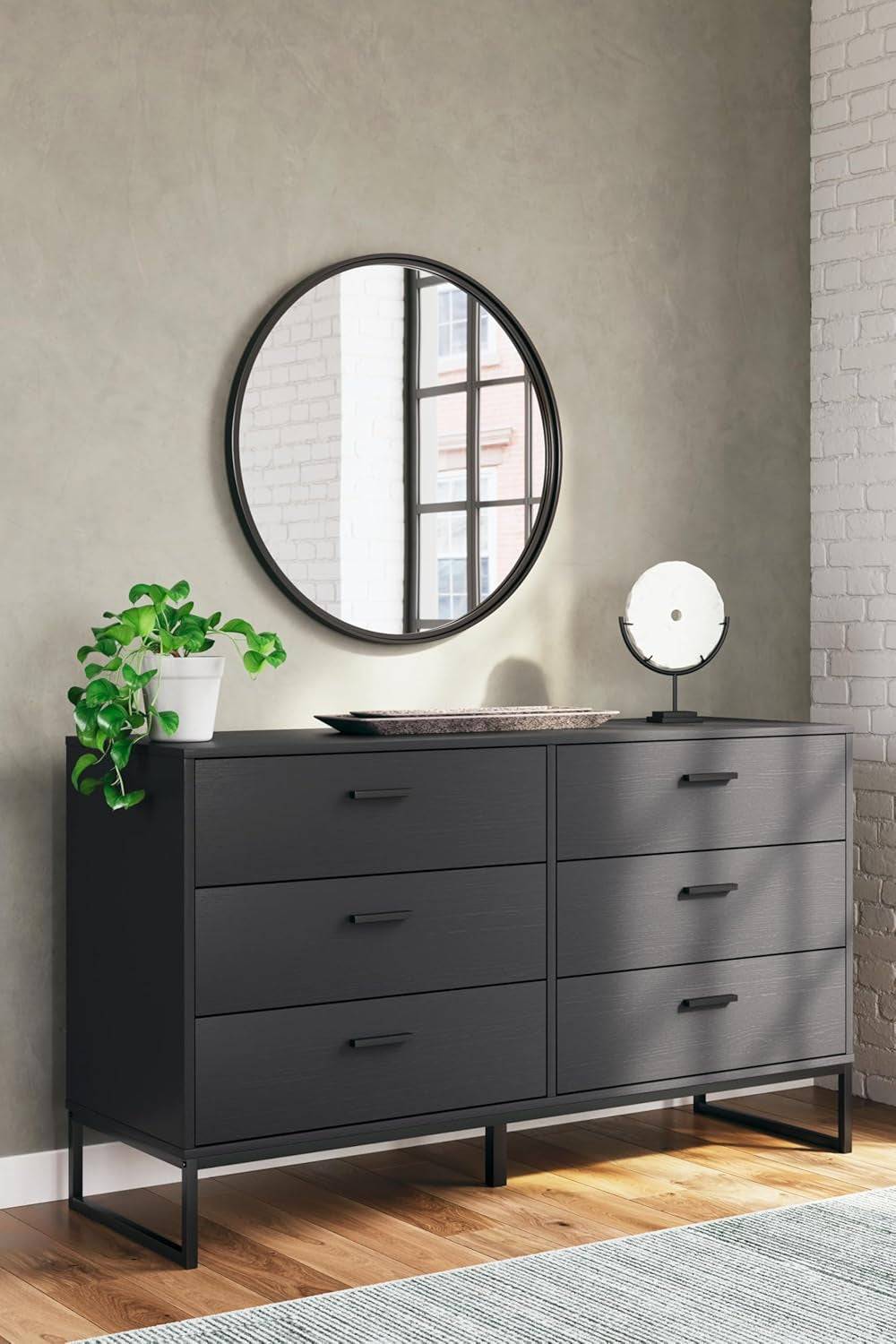 Socalle Modern 6-Drawer Dresser with Safety Stop, Black