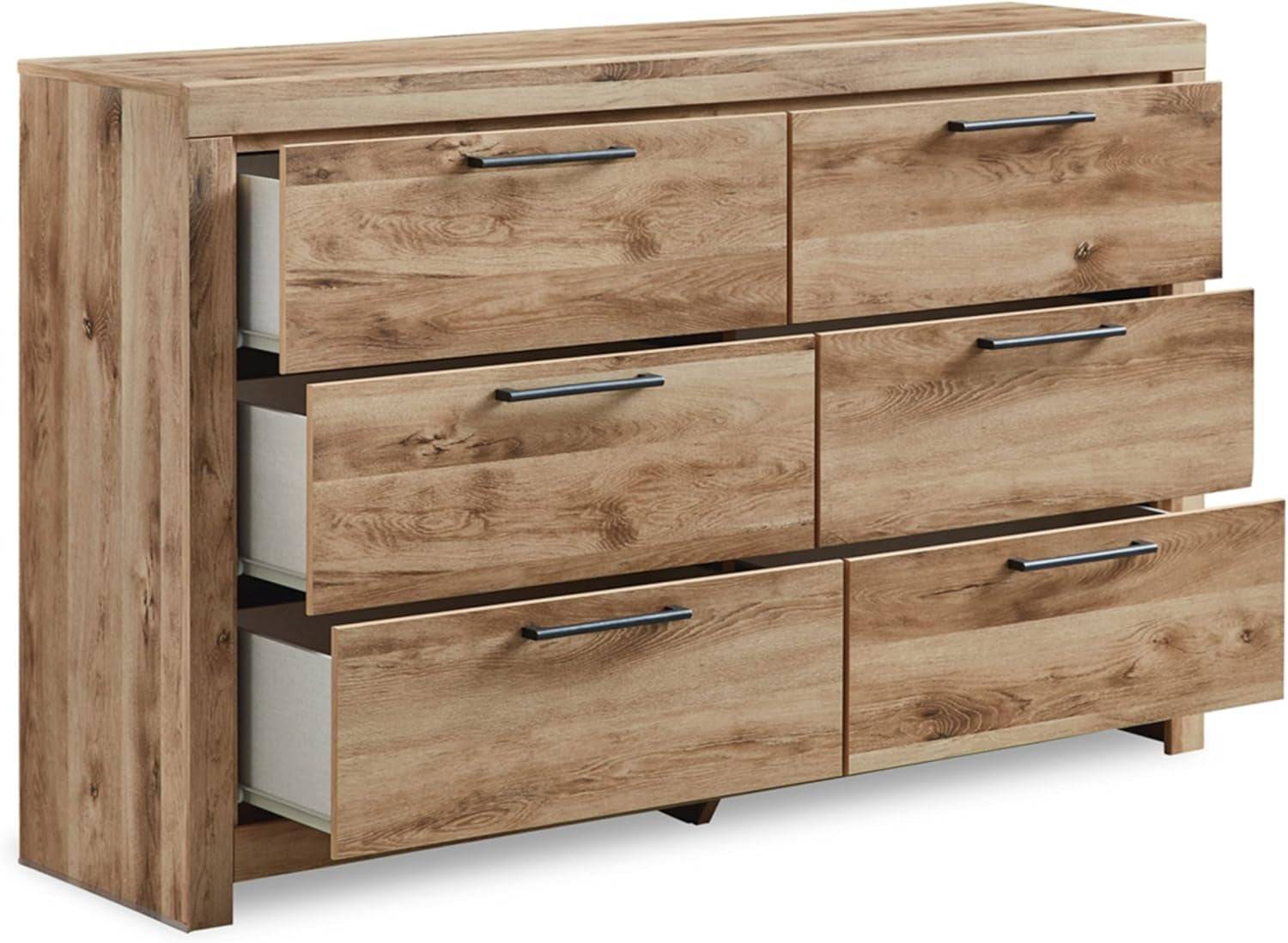 Hyanna Mid-Century Modern 6 Drawer Dresser, Light Brown & Beige