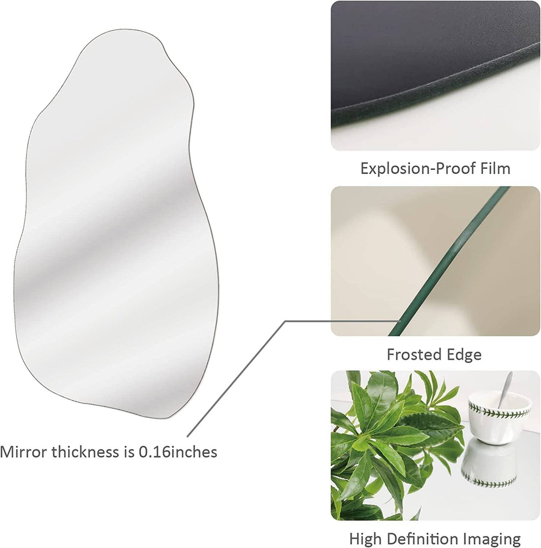 Modern Decorative Irregular Asymmetrical Wall Mirror for Living Room,