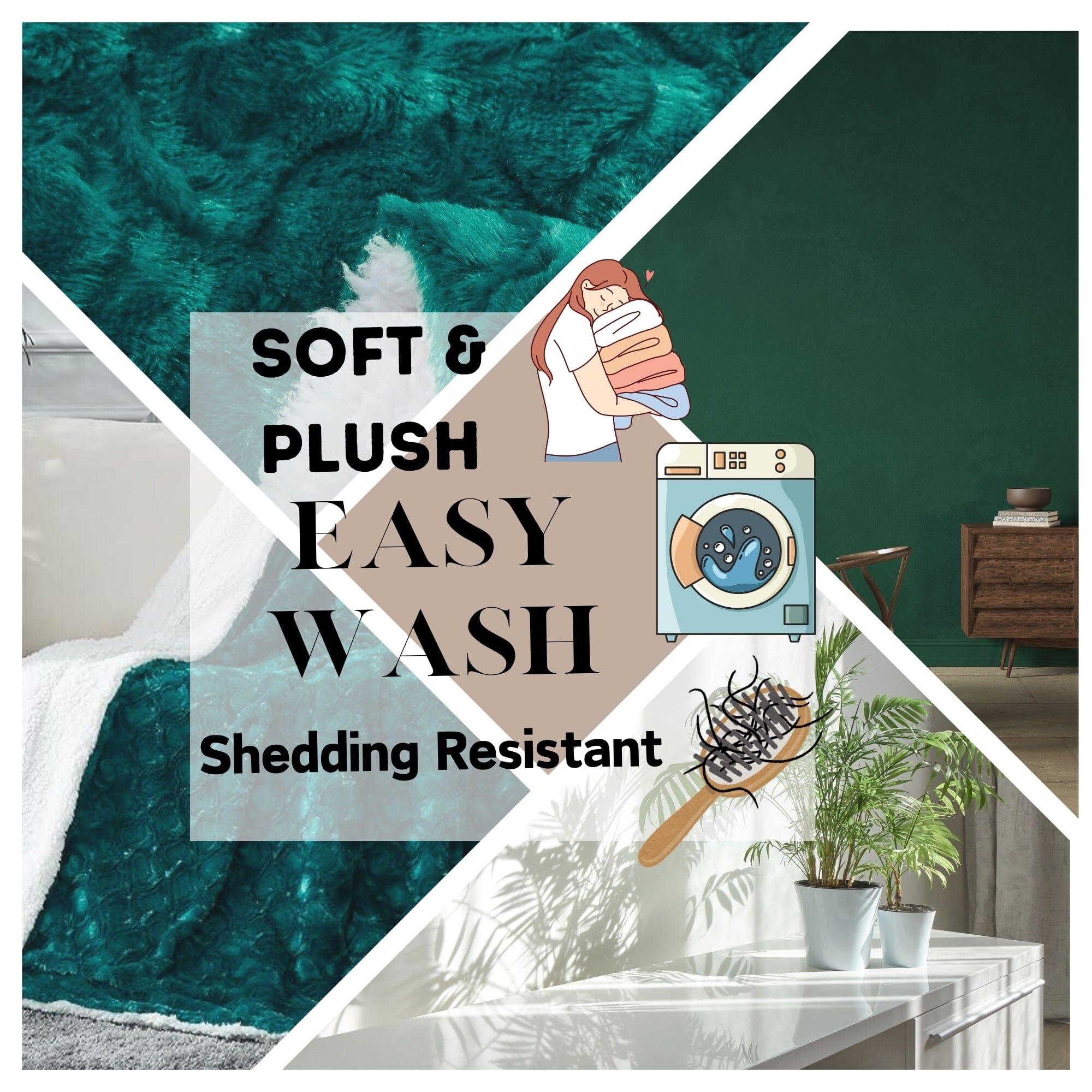 DaDa Bedding Mermaid Scales Emerald Green Blue w/ Sherpa Backside Faux