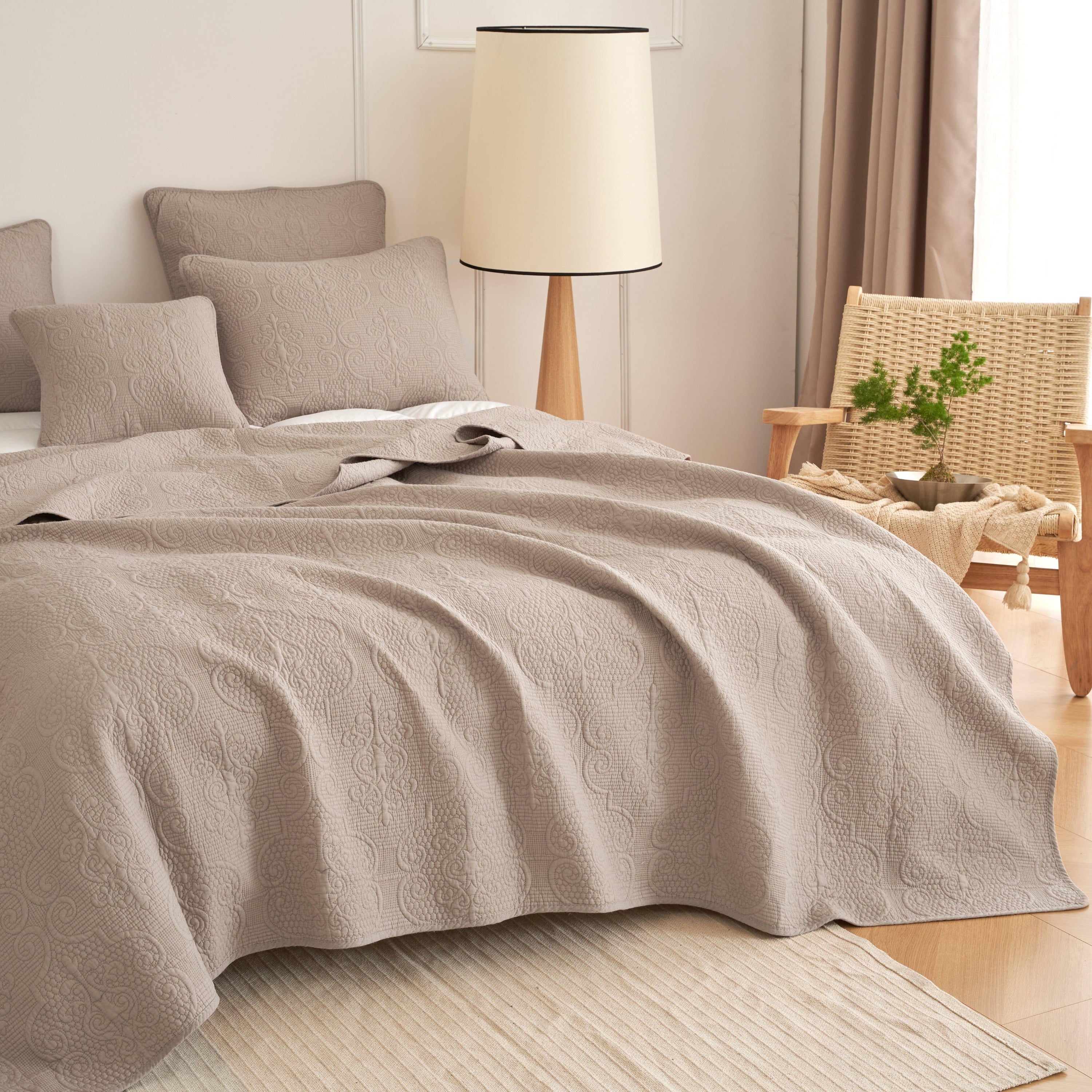 DaDa Bedding Neutral Taupe Beige Sandy Elegant Matelasse Cotton
