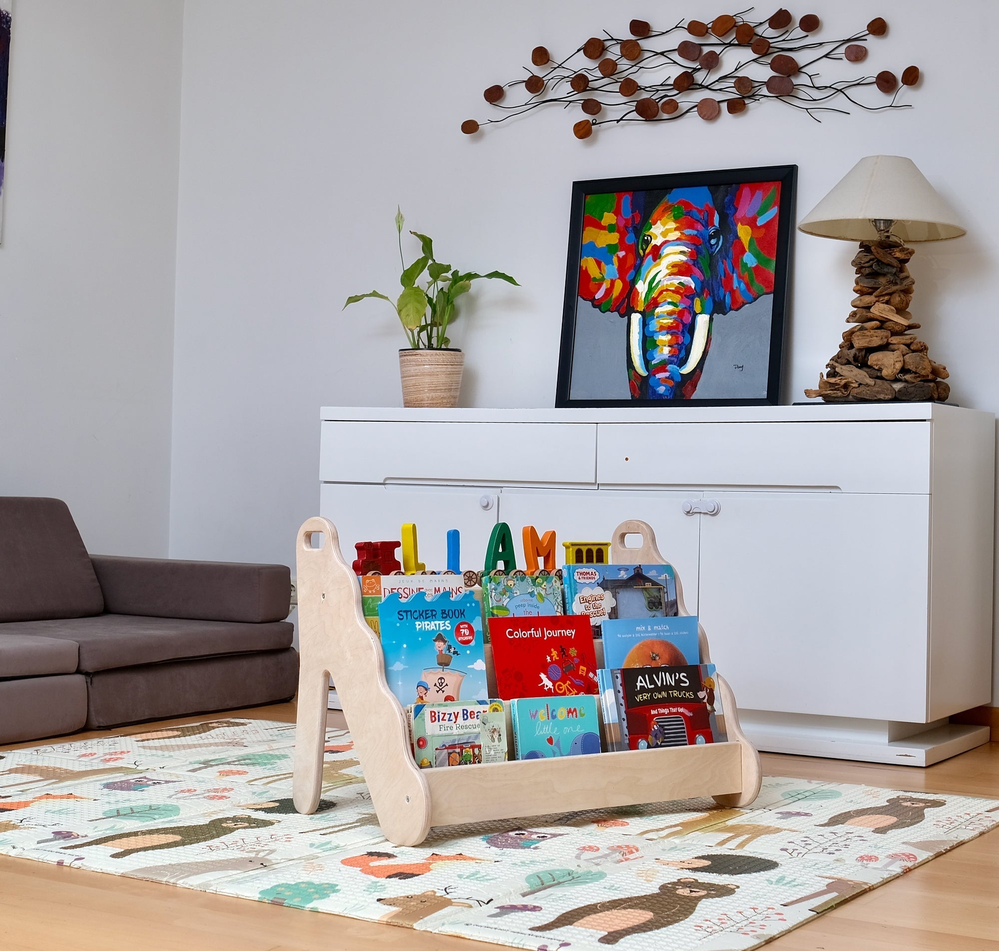 Curved Wooden Bookshelf in Multiple Sizes – Elegant Wave Design