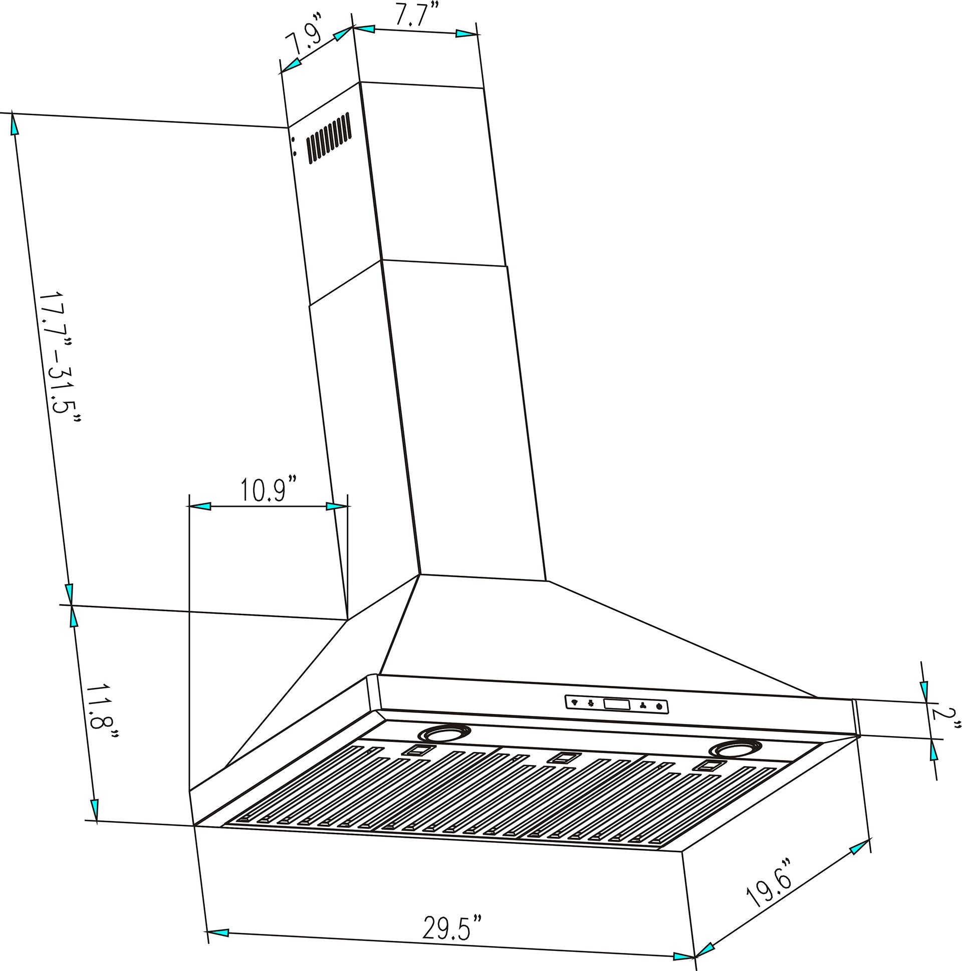 Empava 30RH03 30 in. 380 CFM Wall Mount Range Hood