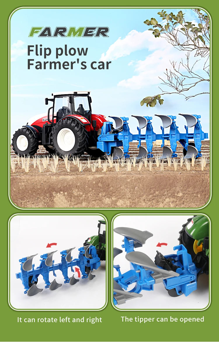 RC Car Tractors Trailer 2.4G Radio Controlled Farm Cars Farming Simulator Truck Miniature Farmer Animal Model Toys Children Boys