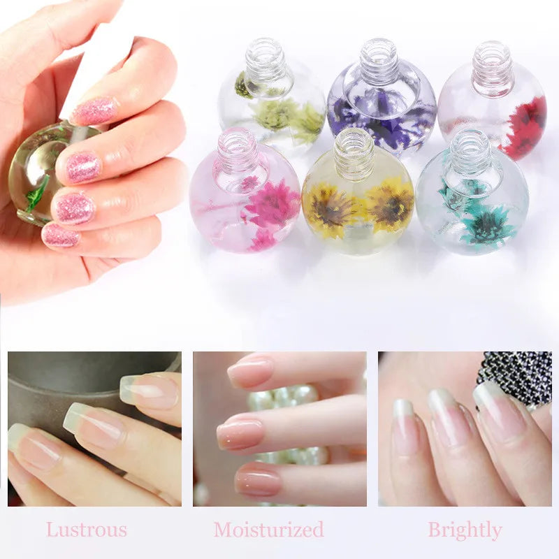 1 Bottle 15ml Dried Flowers Softener Nutritional Cuticle Oil Treatment Nutritious Gel Anti-dead Skin and Anti-barb Nail Care Oil