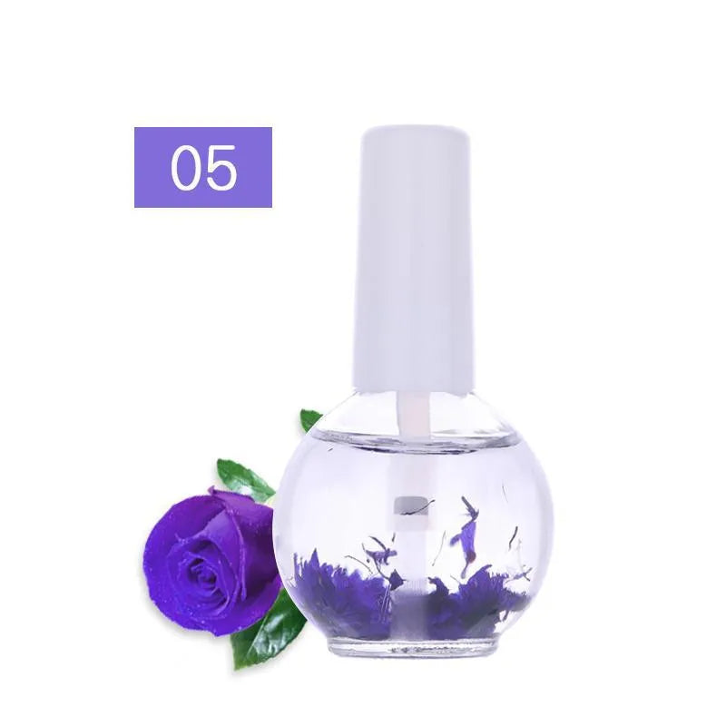 1 Bottle 15ml Dried Flowers Softener Nutritional Cuticle Oil Treatment Nutritious Gel Anti-dead Skin and Anti-barb Nail Care Oil