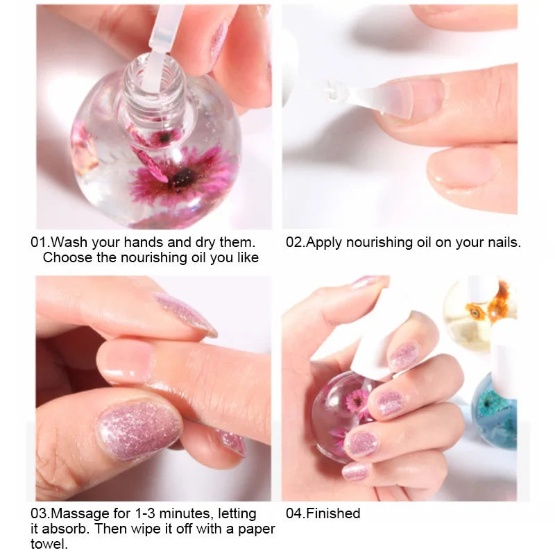 1 Bottle 15ml Dried Flowers Softener Nutritional Cuticle Oil Treatment Nutritious Gel Anti-dead Skin and Anti-barb Nail Care Oil